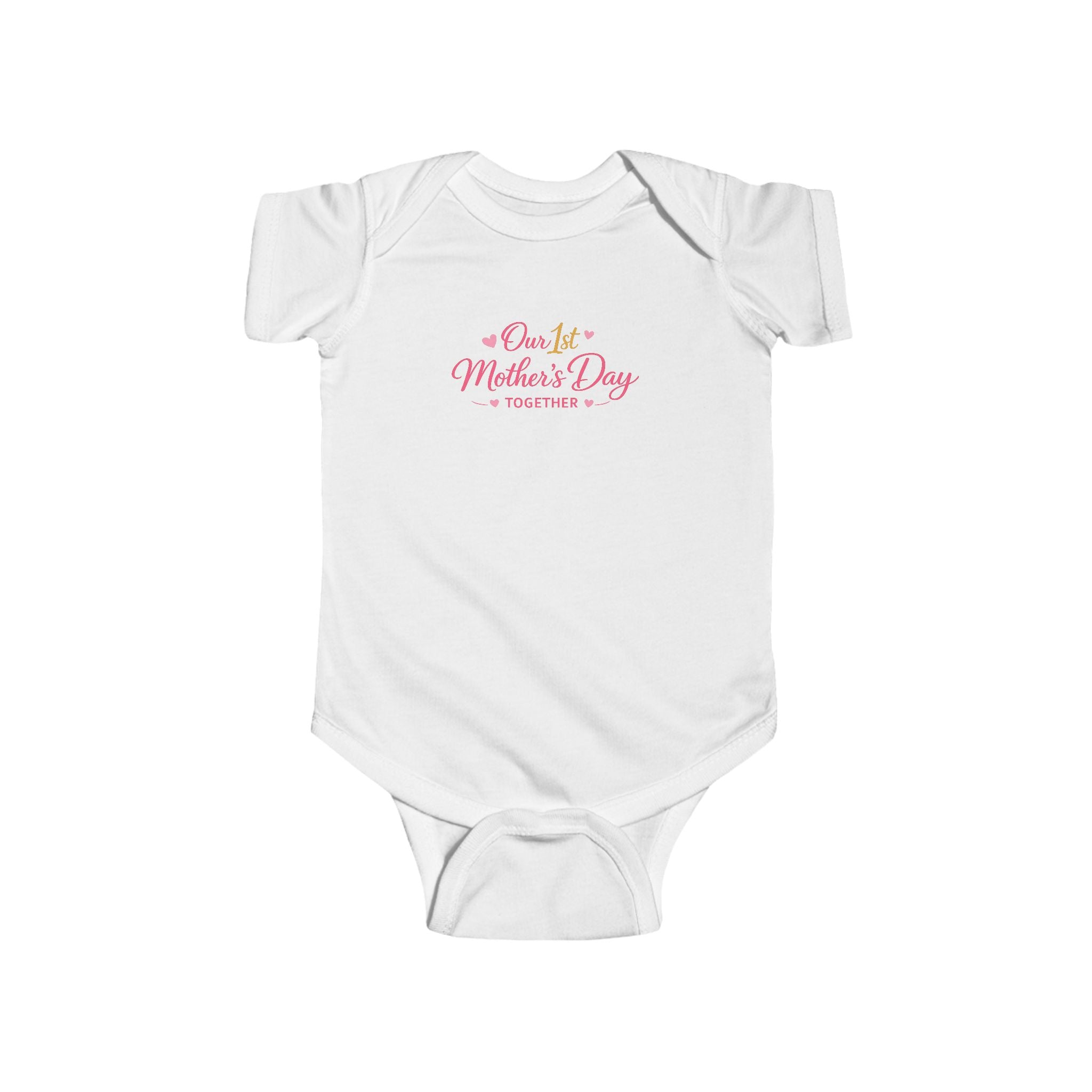 Infant Bodysuit — 'Our 1st Mother’s Day' Cute Baby Onesie (Pink Floral)