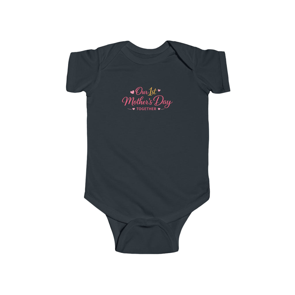 Infant Bodysuit — 'Our 1st Mother’s Day' Cute Baby Onesie (Pink Floral)