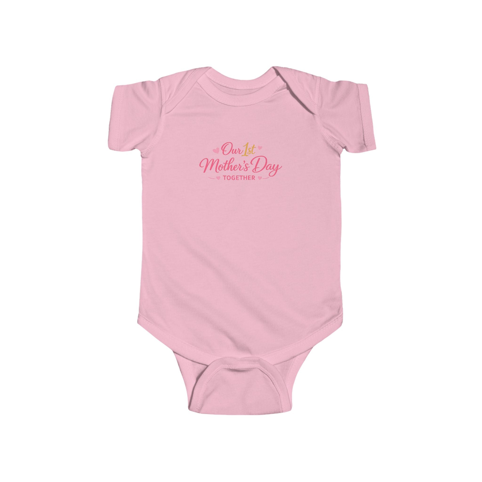Infant Bodysuit — 'Our 1st Mother’s Day' Cute Baby Onesie (Pink Floral)