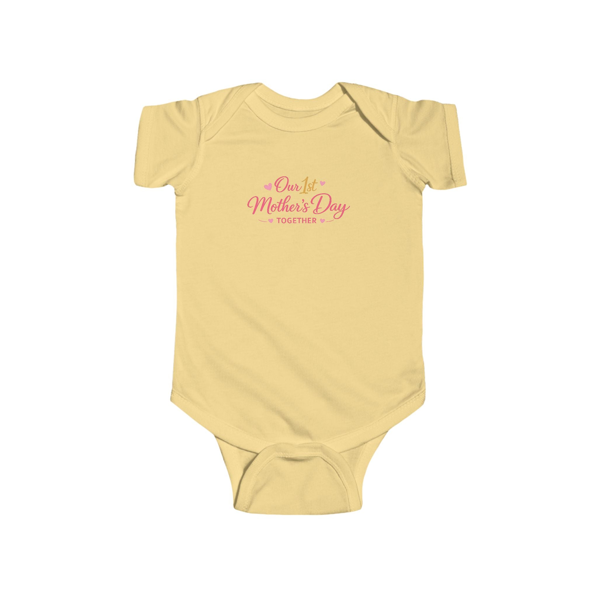 Infant Bodysuit — 'Our 1st Mother’s Day' Cute Baby Onesie (Pink Floral)