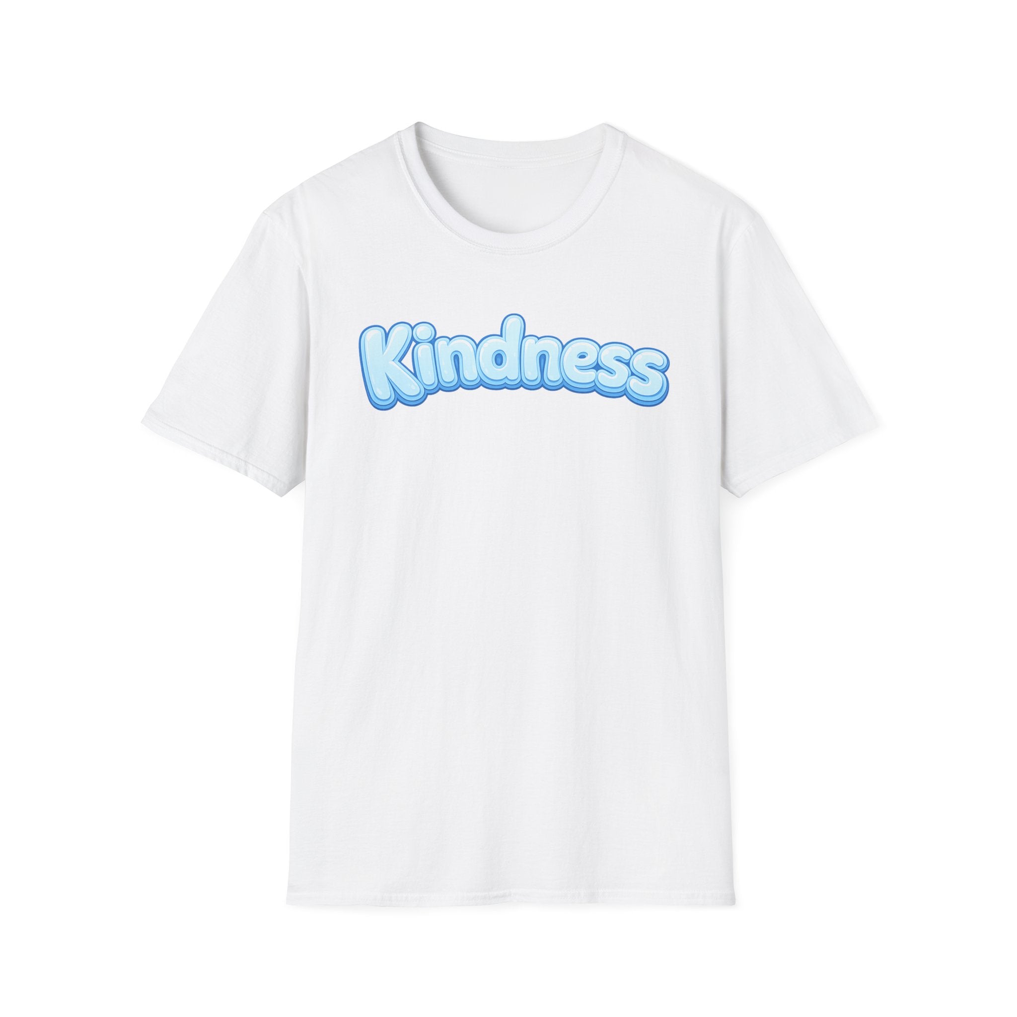 Kindness bubble text T-Shirt | Positive message, pastel blue lettering
