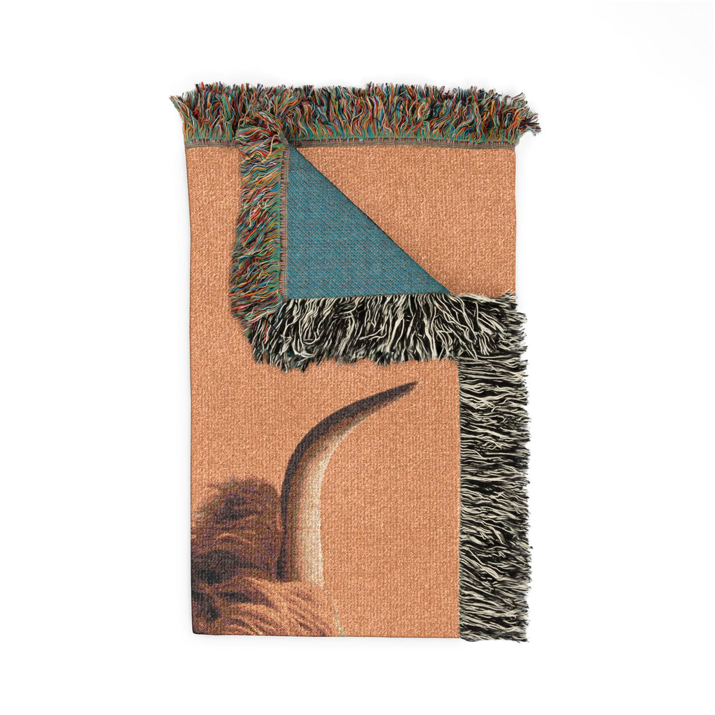 Highland Cow Woven Blanket | Scottish Cattle Throw, Rustic Farmhouse Decor