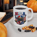 USA Hockey Ceramic Mug — American Flag & Hockey Stick Coffee Mug