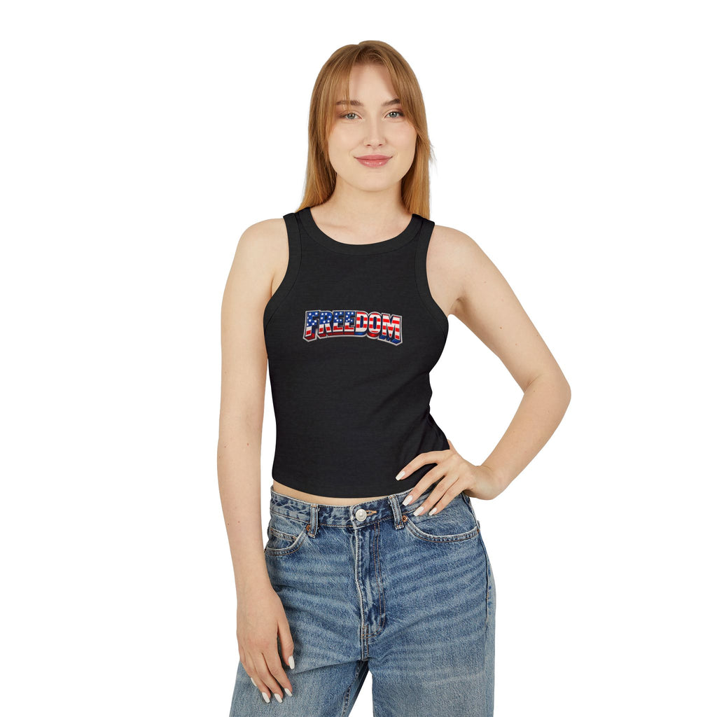 Freedom Graphic Racer Tank — Patriotic USA Flag Design