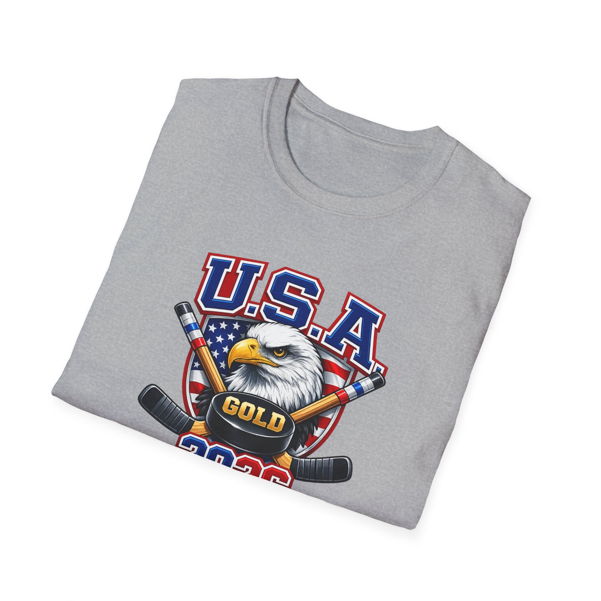 USA Gold 2026 Hockey T-Shirt — American Eagle & Flag Sports Tee