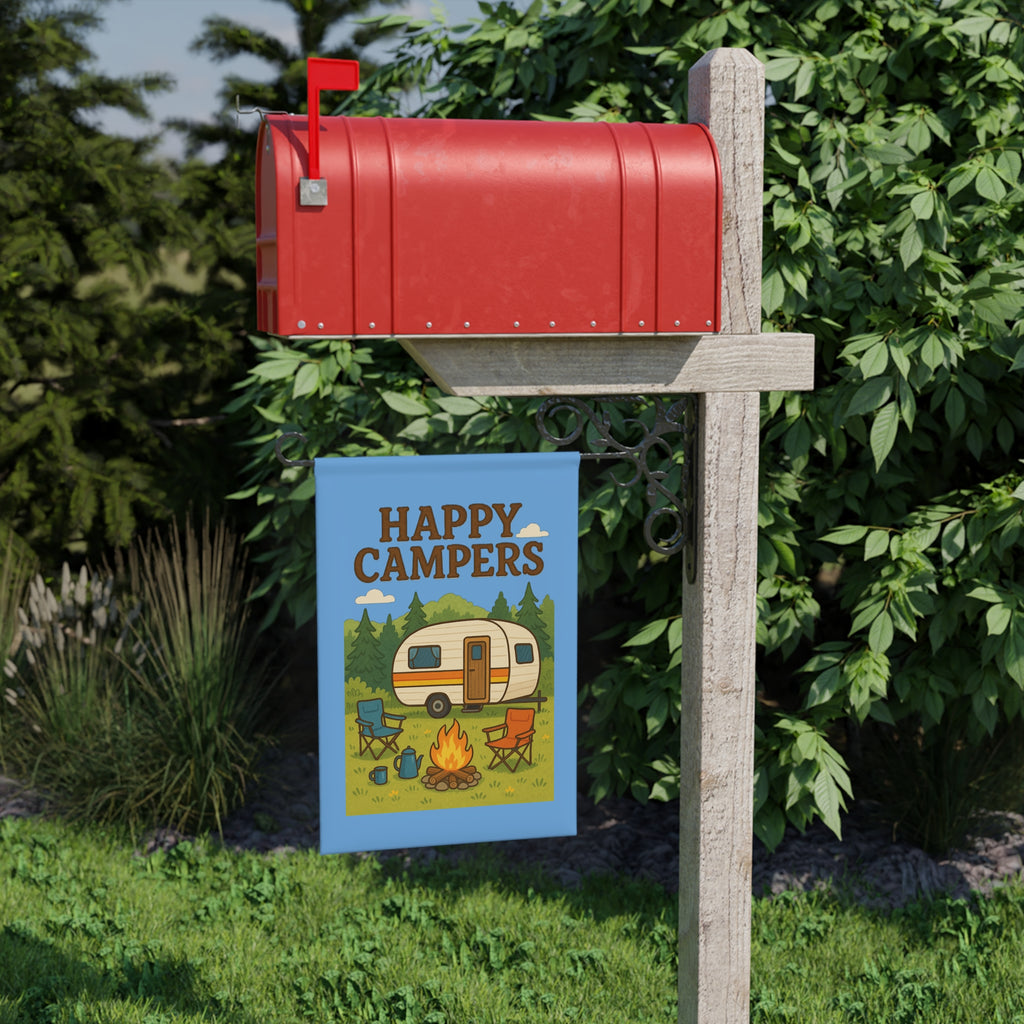 Happy Campers Garden Banner | Camping Camper Trailer Outdoor Yard Flag