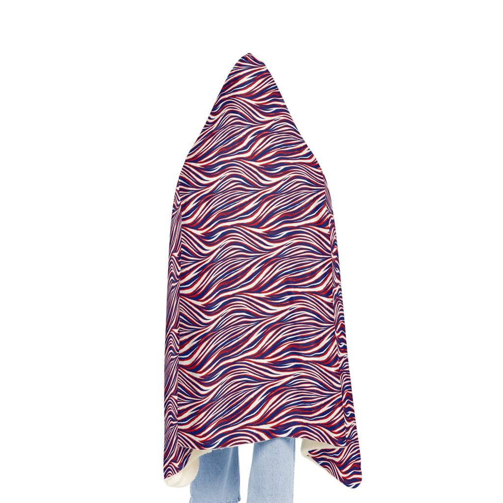 red, white and royal blue Pattern Snuggle Blanket | Hooded Cozy Throw