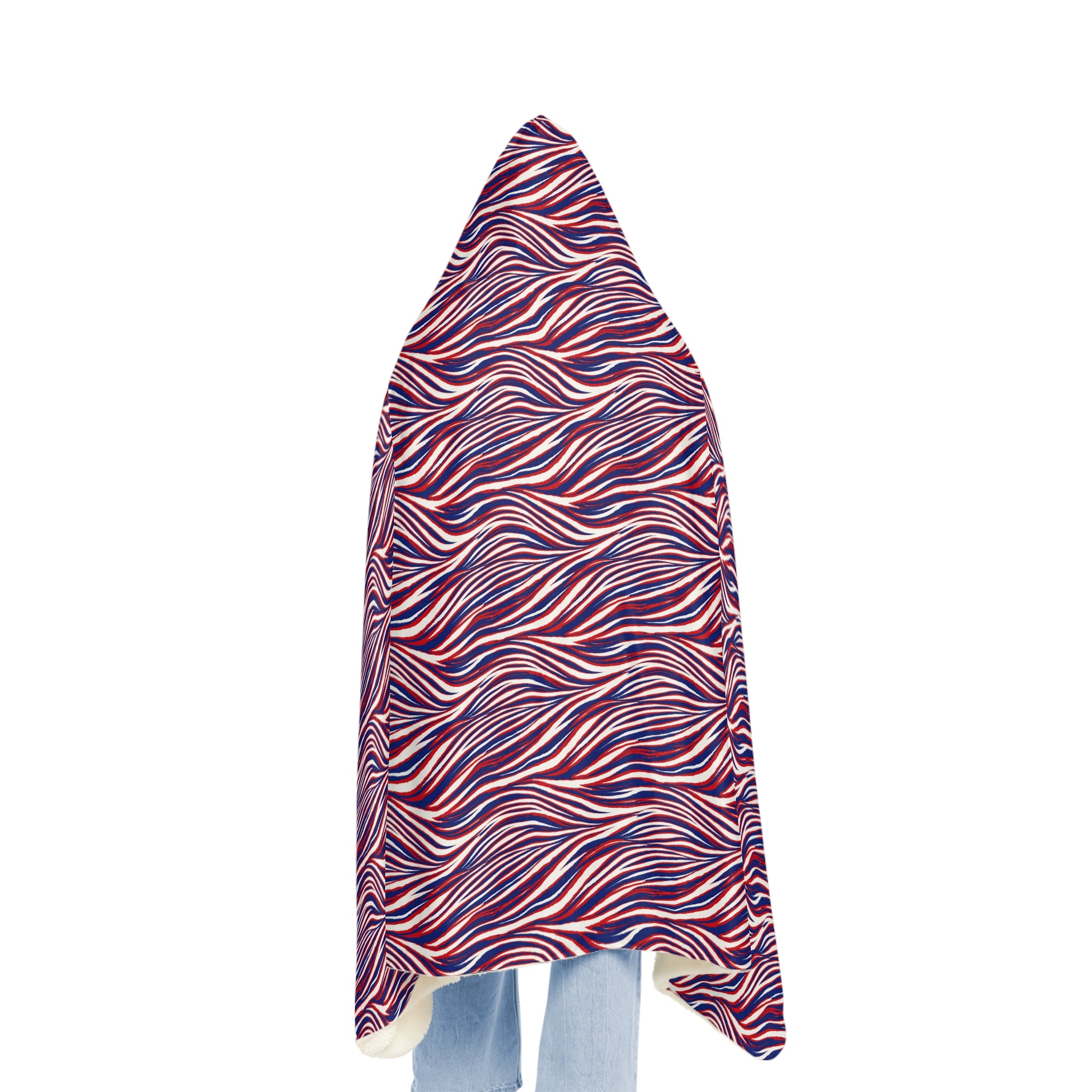 red, white and royal blue Pattern Snuggle Blanket | Hooded Cozy Throw