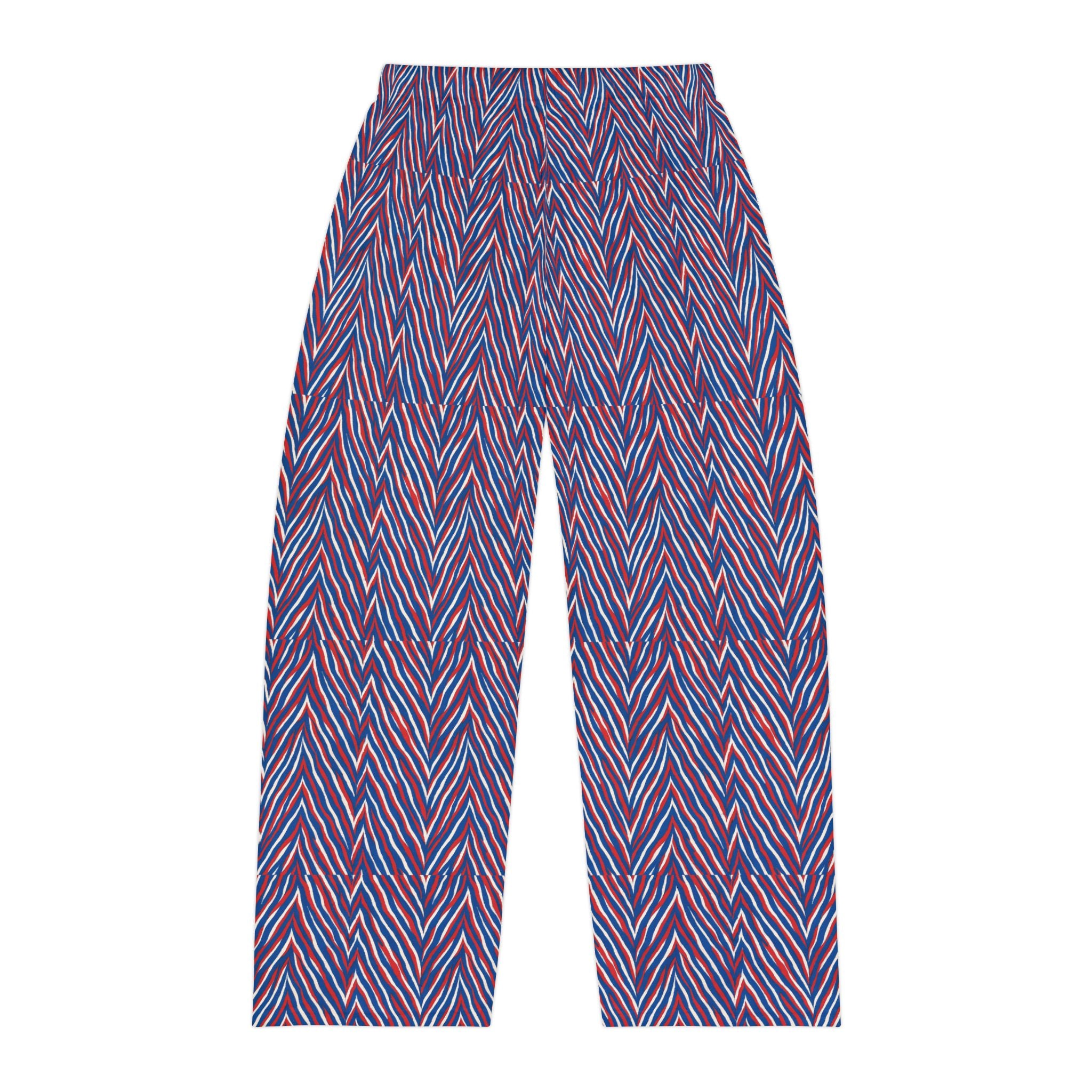 Blue Red Chevron Pattern Pajama Pants | AOP