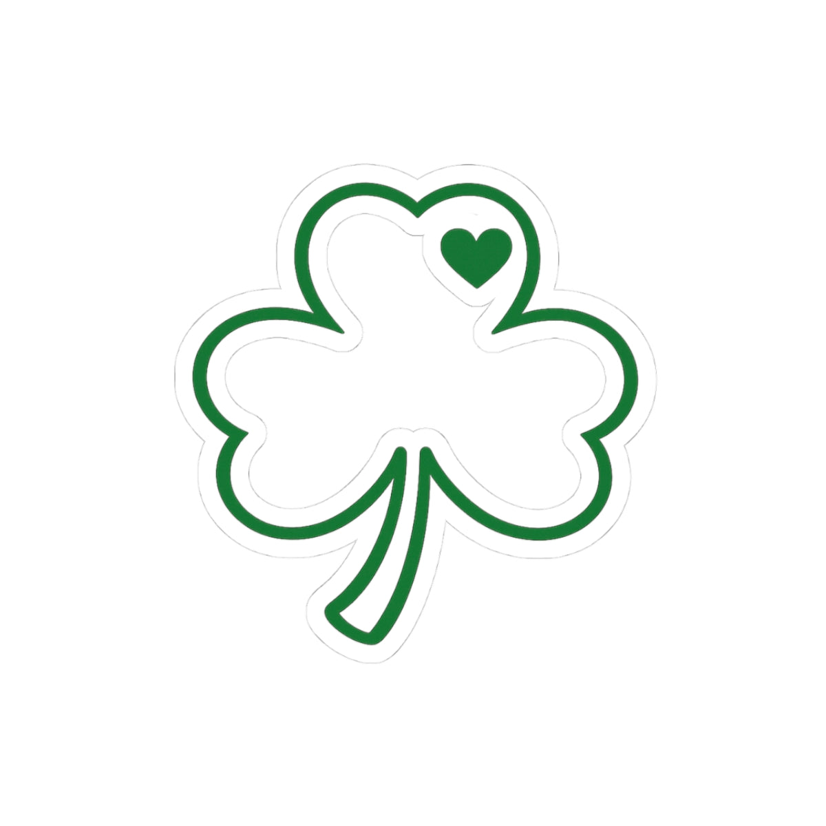 Green Shamrock Heart Sticker | Kiss-Cut Sticker