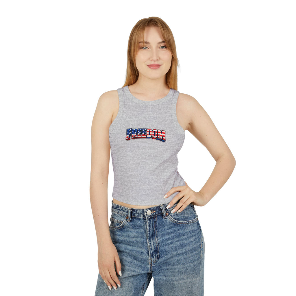 Freedom Graphic Racer Tank — Patriotic USA Flag Design