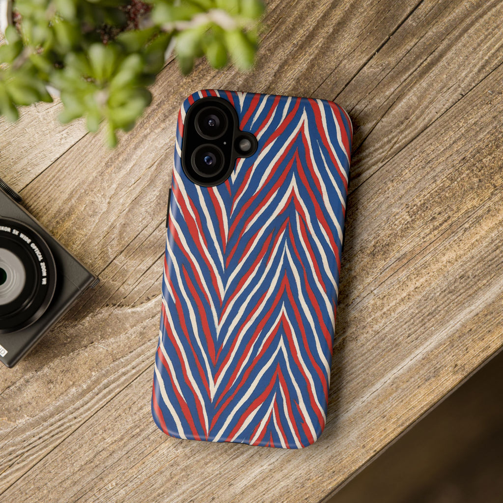 Red White Blue Zebra Stripe Tough Case | Patriotic Phone Cover