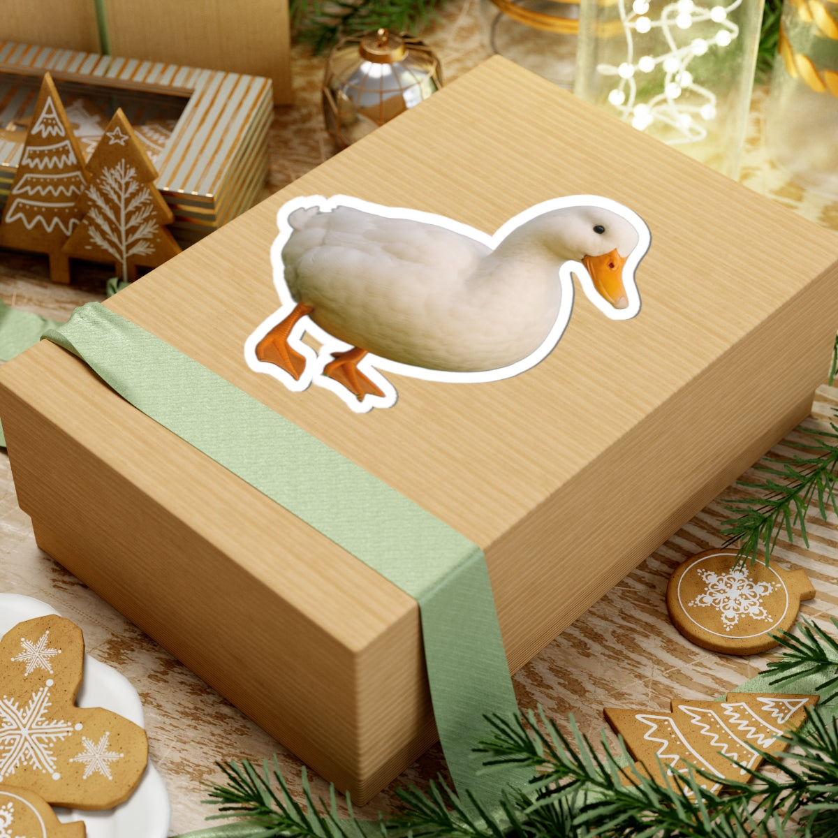 White Duck Kiss-Cut Sticker | Cute Duck Laptop Decal, Farm Animal Vinyl