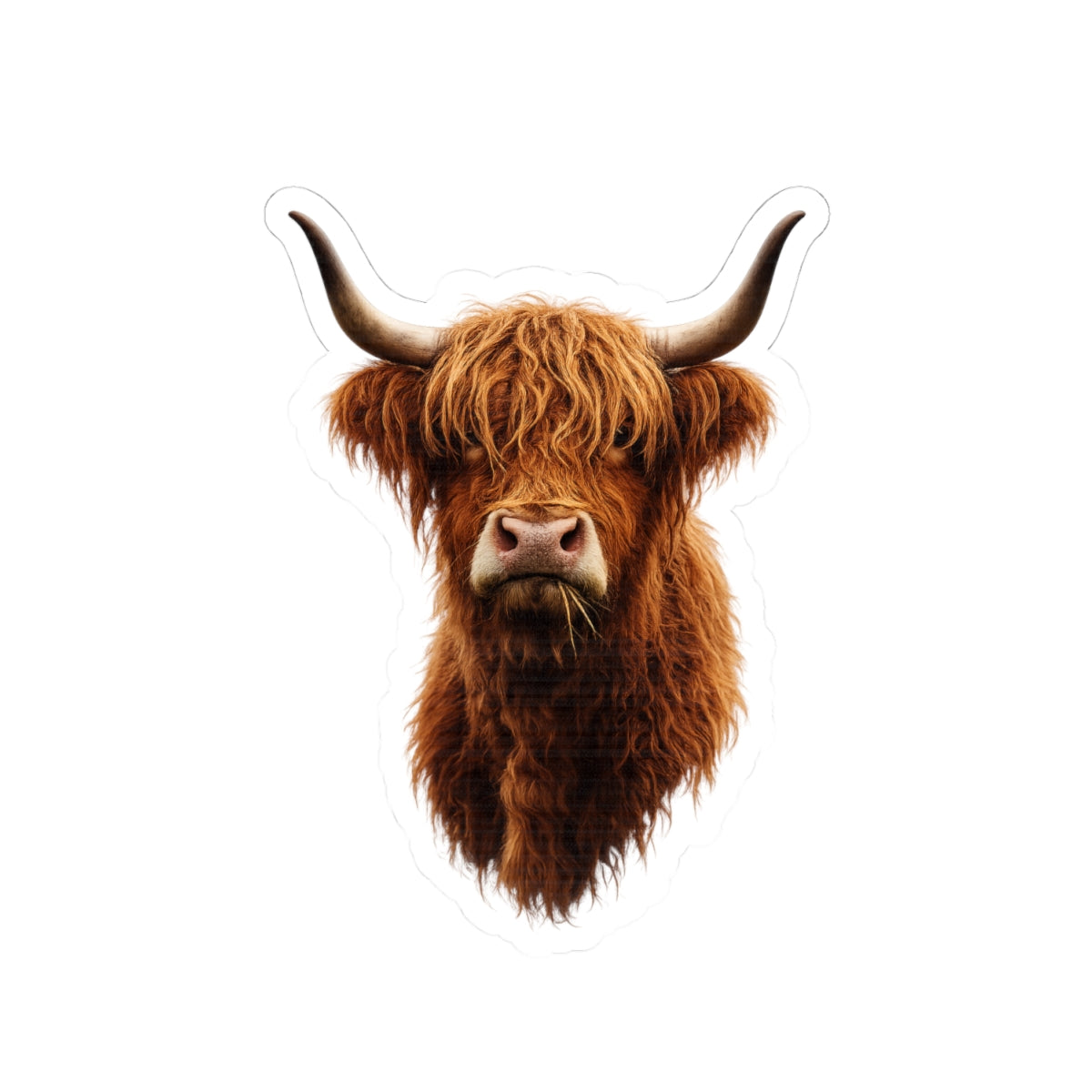 Highland Cow Head Sticker Kiss-Cut Stickers | Highland Cattle Decal
