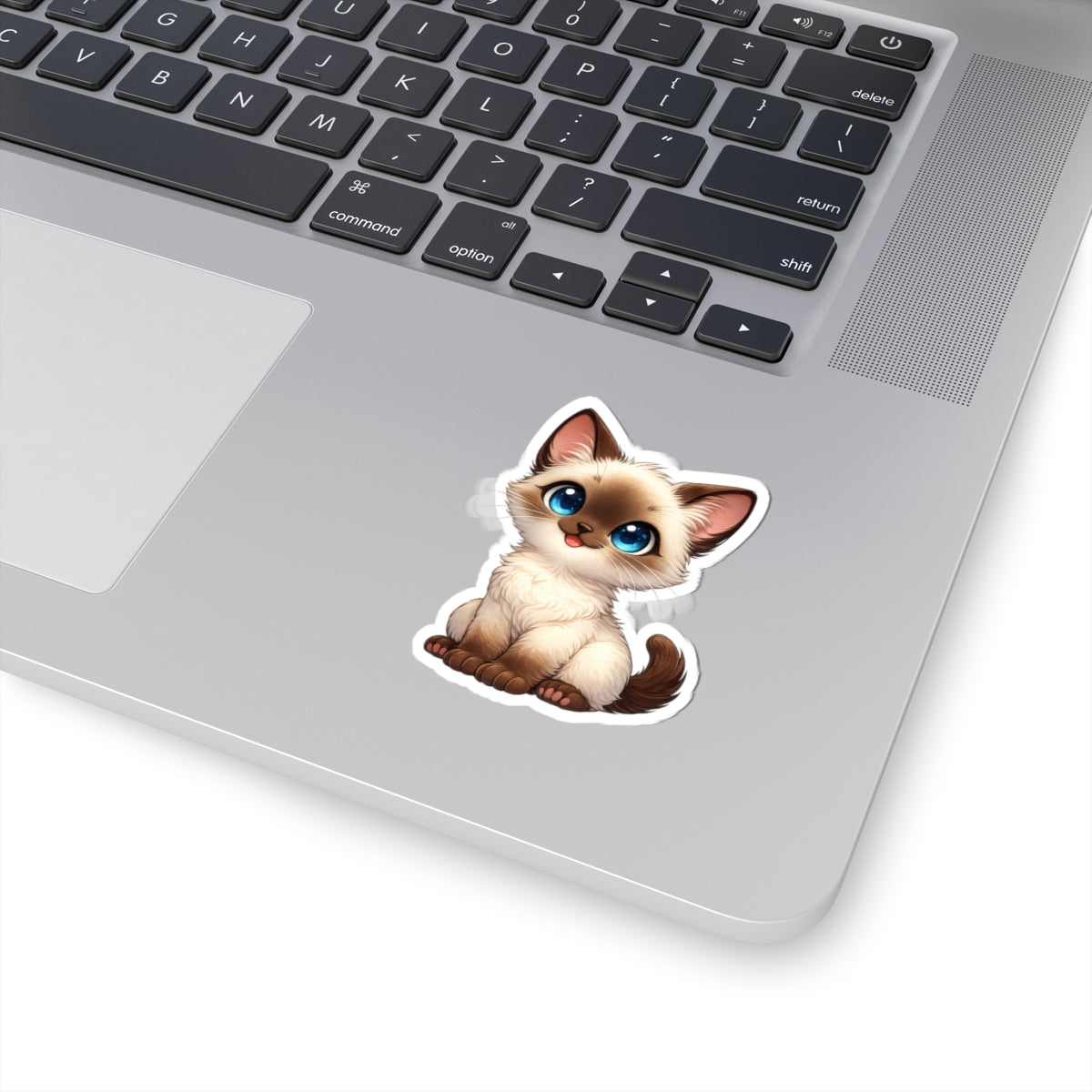 Cute Siamese Kitten Sticker | Kiss-Cut Cat Decal, Blue Eyes Laptop Sticker