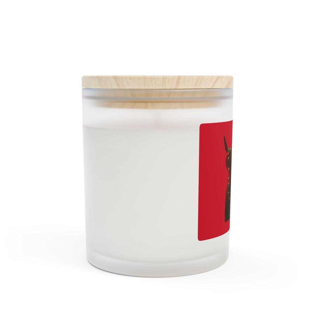 Highland Cow with Christmas Lights Candle | Frosted Glass 11oz