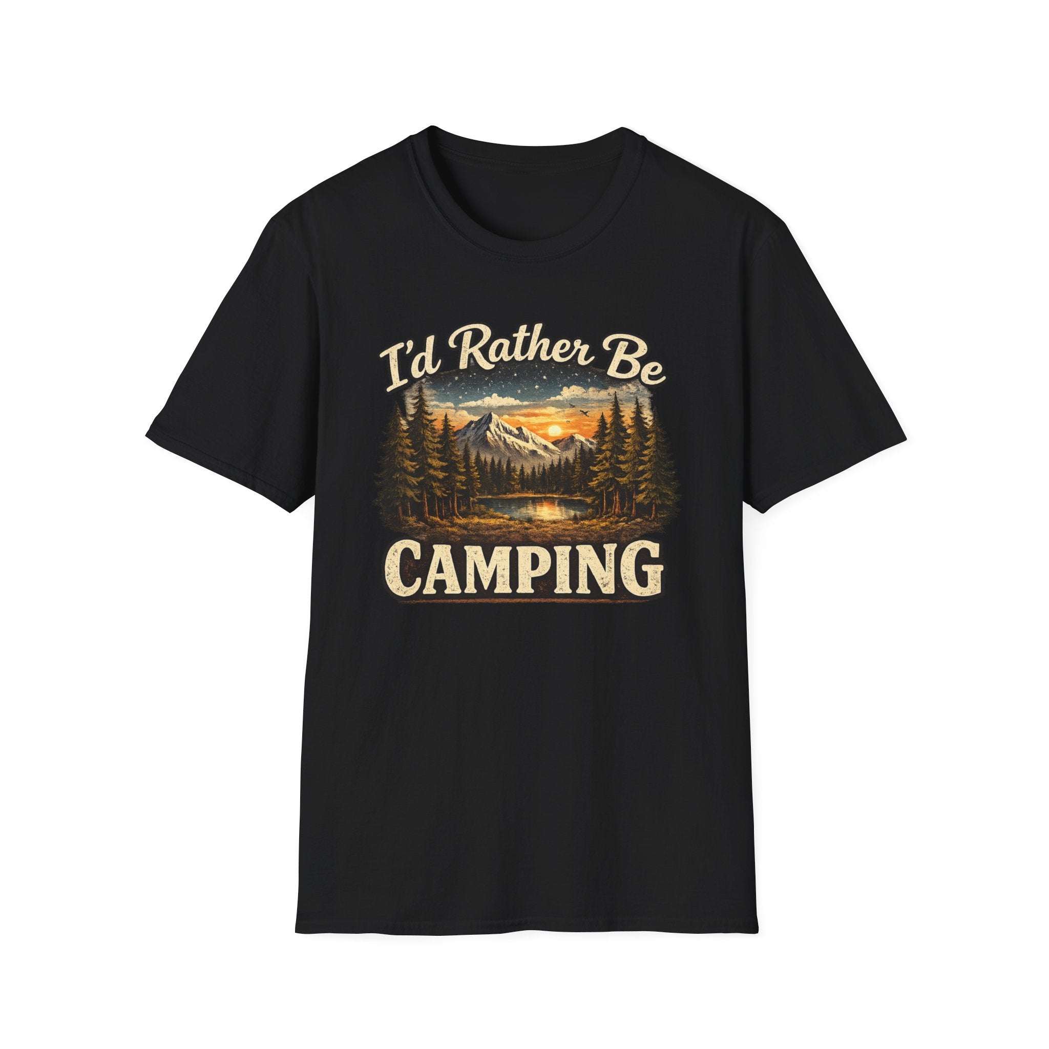 I'd Rather Be Camping T-Shirt | Mountain Forest Sunset Camping Shirt