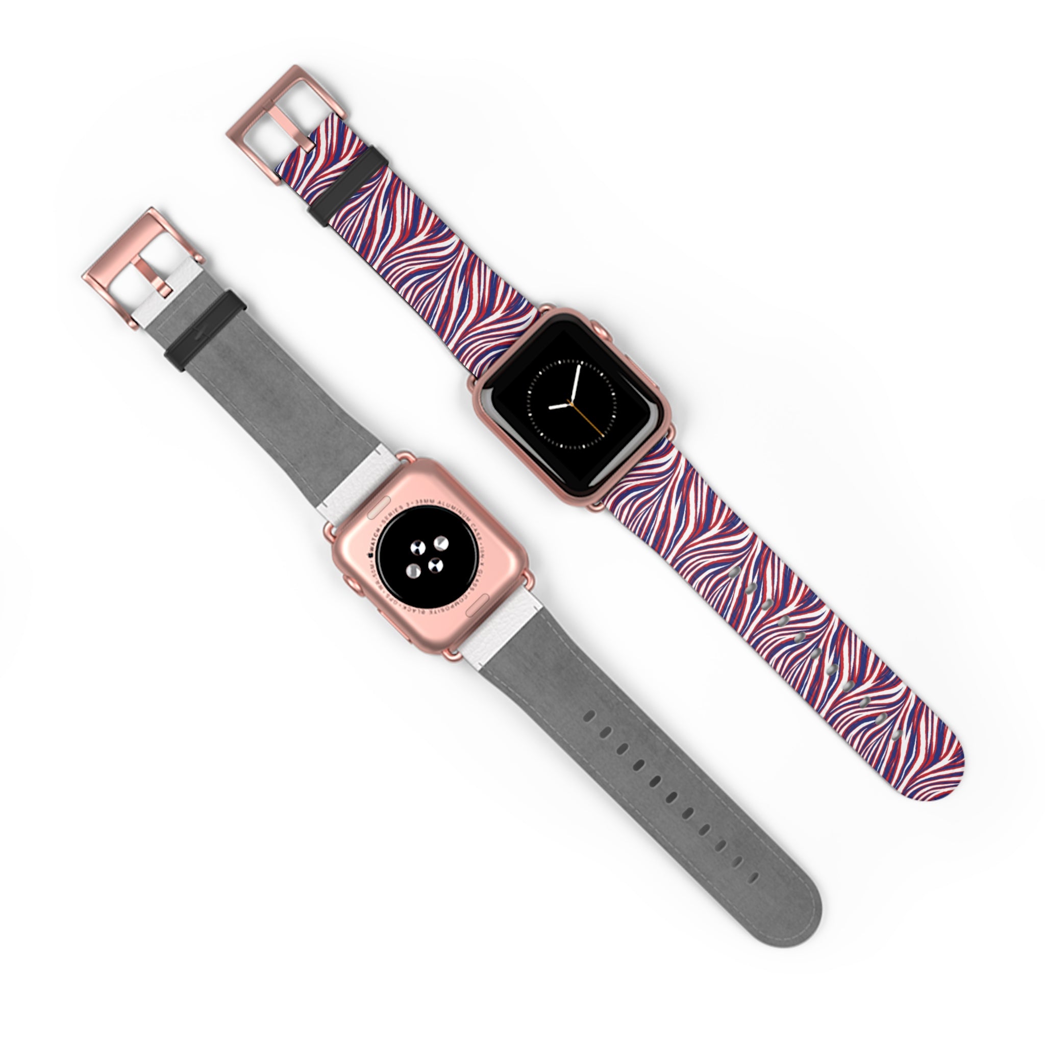 Wavy Red White Blue Pattern Watch Band — Abstract Striped Apple Watch Strap