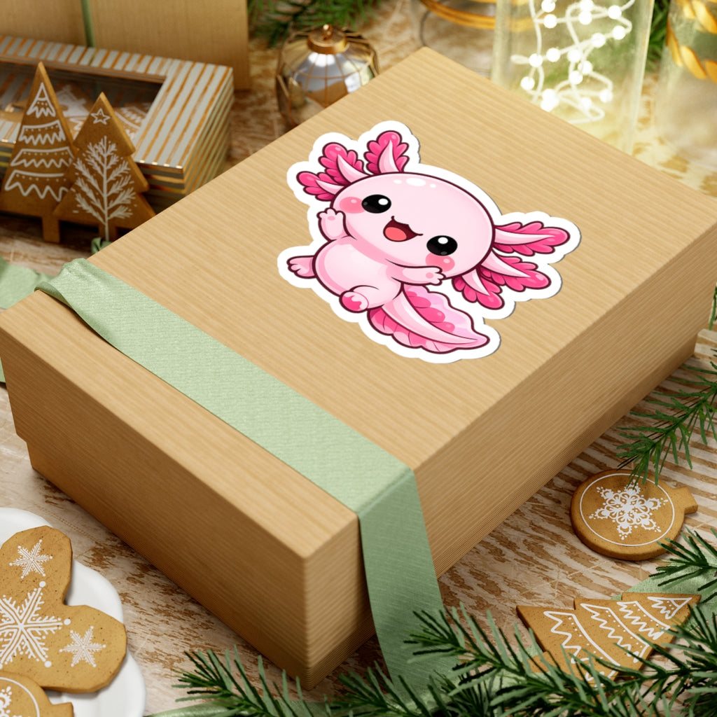 Cute Pink Axolotl Sticker | Kiss-Cut Sticker