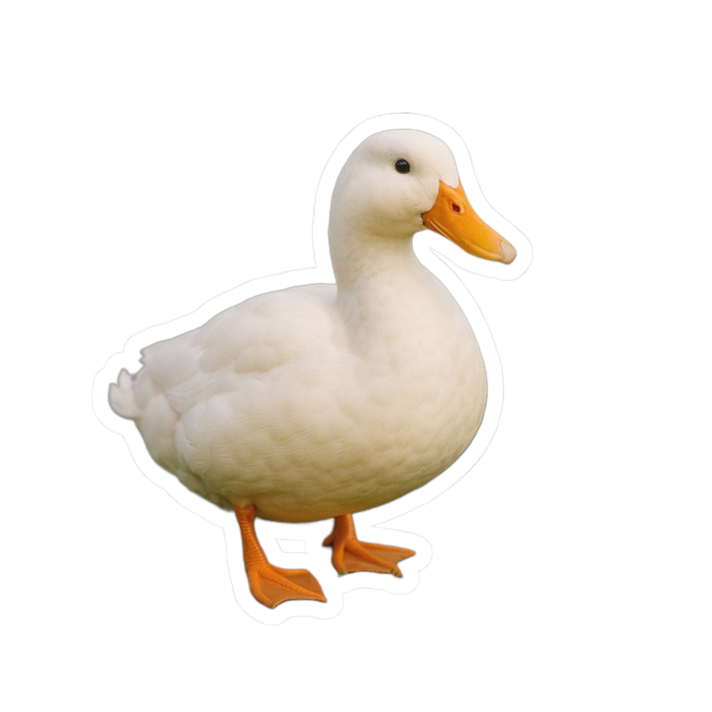 White Duck Kiss-Cut Sticker | Cute Duck Laptop Decal, Farm Animal Vinyl
