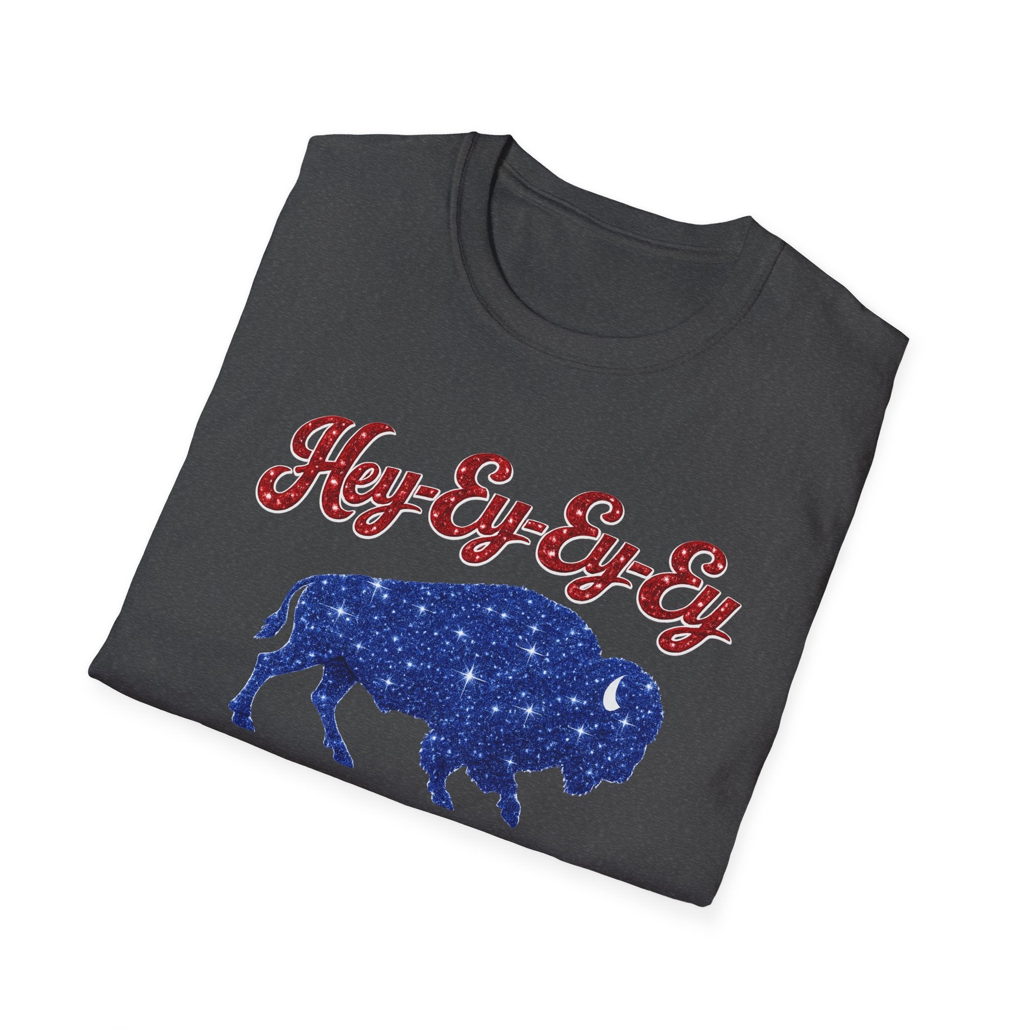 Hey Ey Ey Ey Buffalo T-Shirt | Blue Buffalo Silhouette, Retro Script