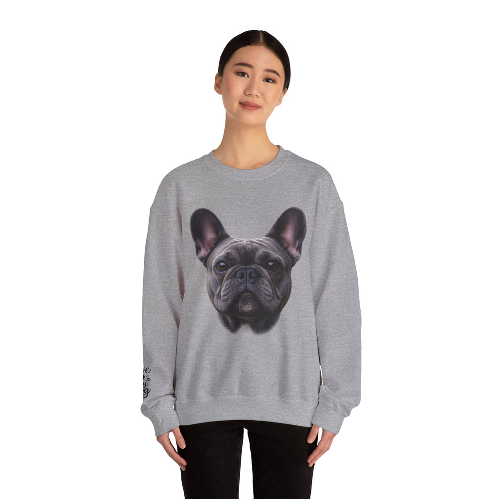 Black French Bulldog Face Sweatshirt | Frenchie Portrait Crewneck