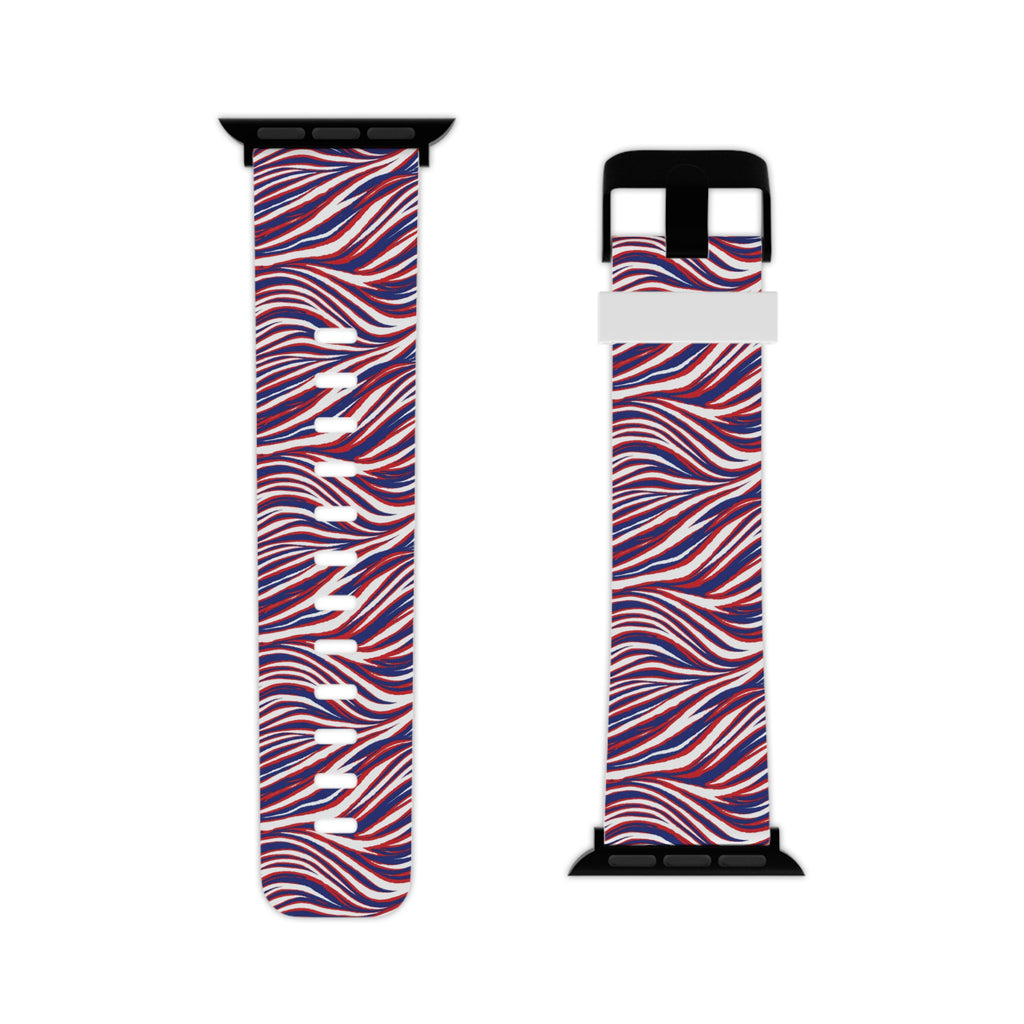Apple Watch Band — Red, White & Blue Wavy Stripes (Patriotic Abstract)