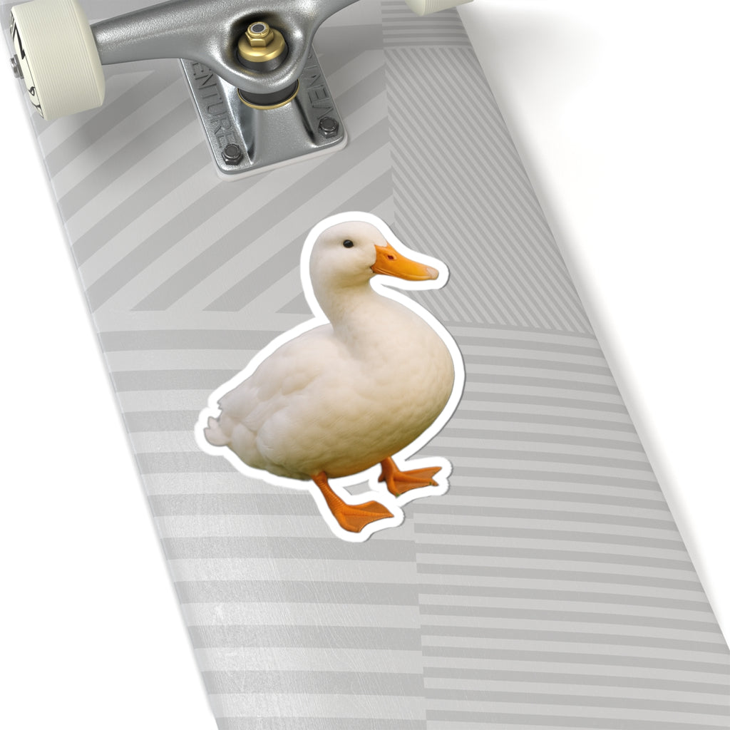 White Duck Kiss-Cut Sticker | Cute Duck Laptop Decal, Farm Animal Vinyl