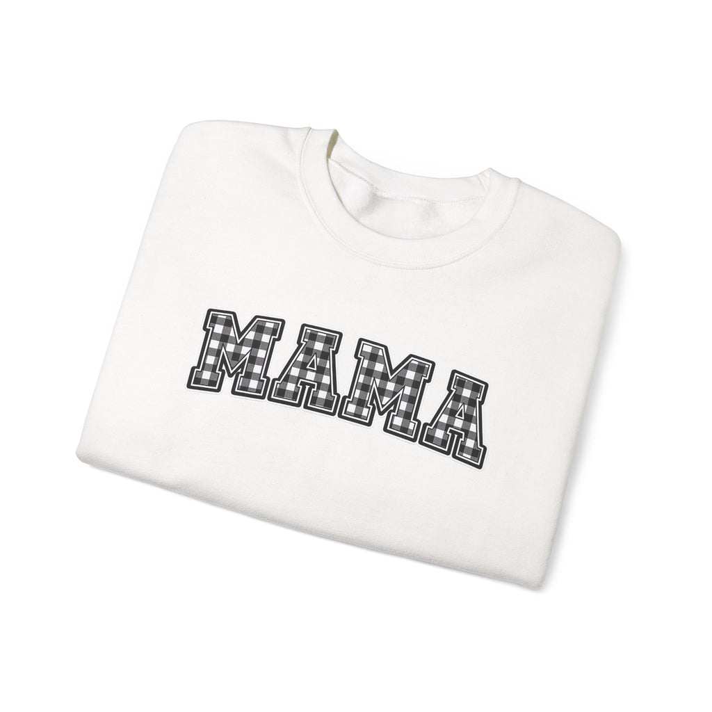 Mama Plaid Sweatshirt — "MAMA" Graphic Crewneck for Moms