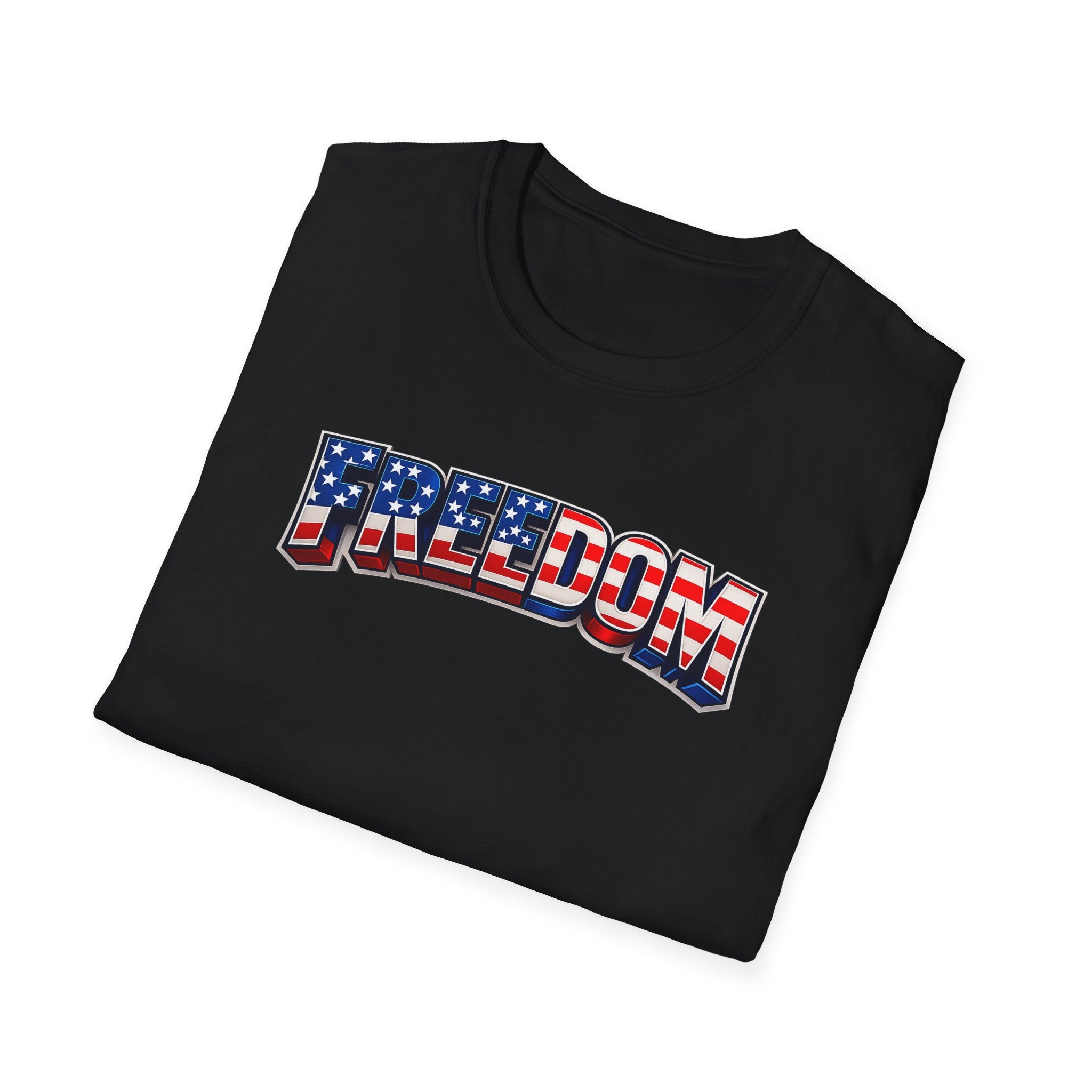 Freedom Flag T-Shirt — Patriotic USA Stars & Stripes Tee for 4th of July