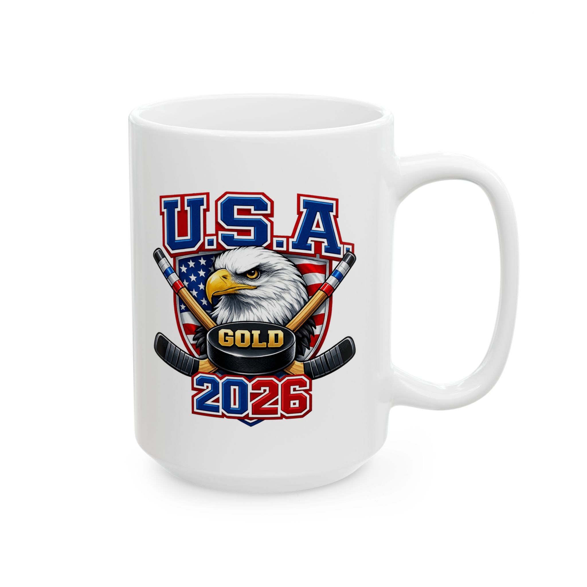 USA Hockey Ceramic Mug — Patriotic Ice Hockey Coffee Cup (11oz, 15oz)