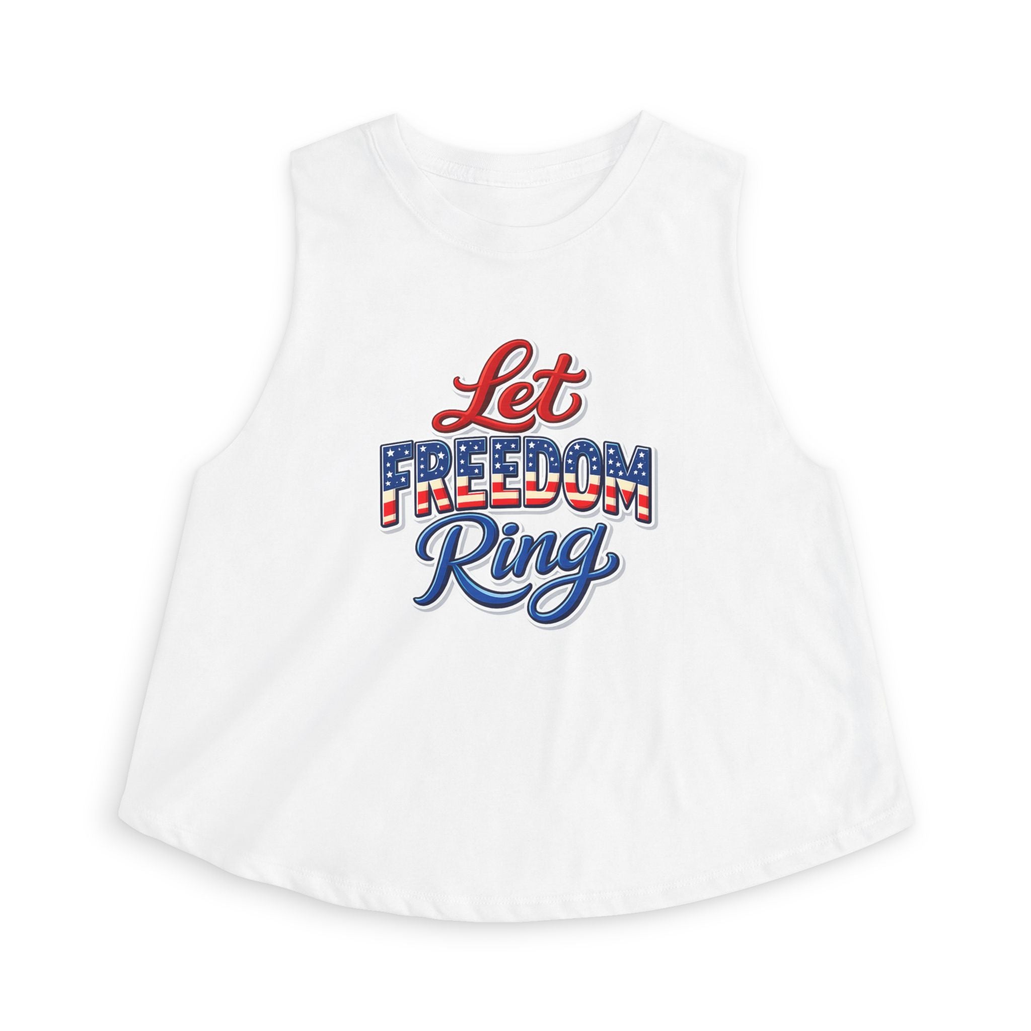 Let Freedom Ring Crop Top | Patriotic USA Flag Script Tank