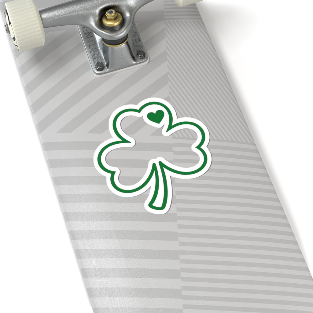 Green Shamrock Heart Sticker | Kiss-Cut Sticker
