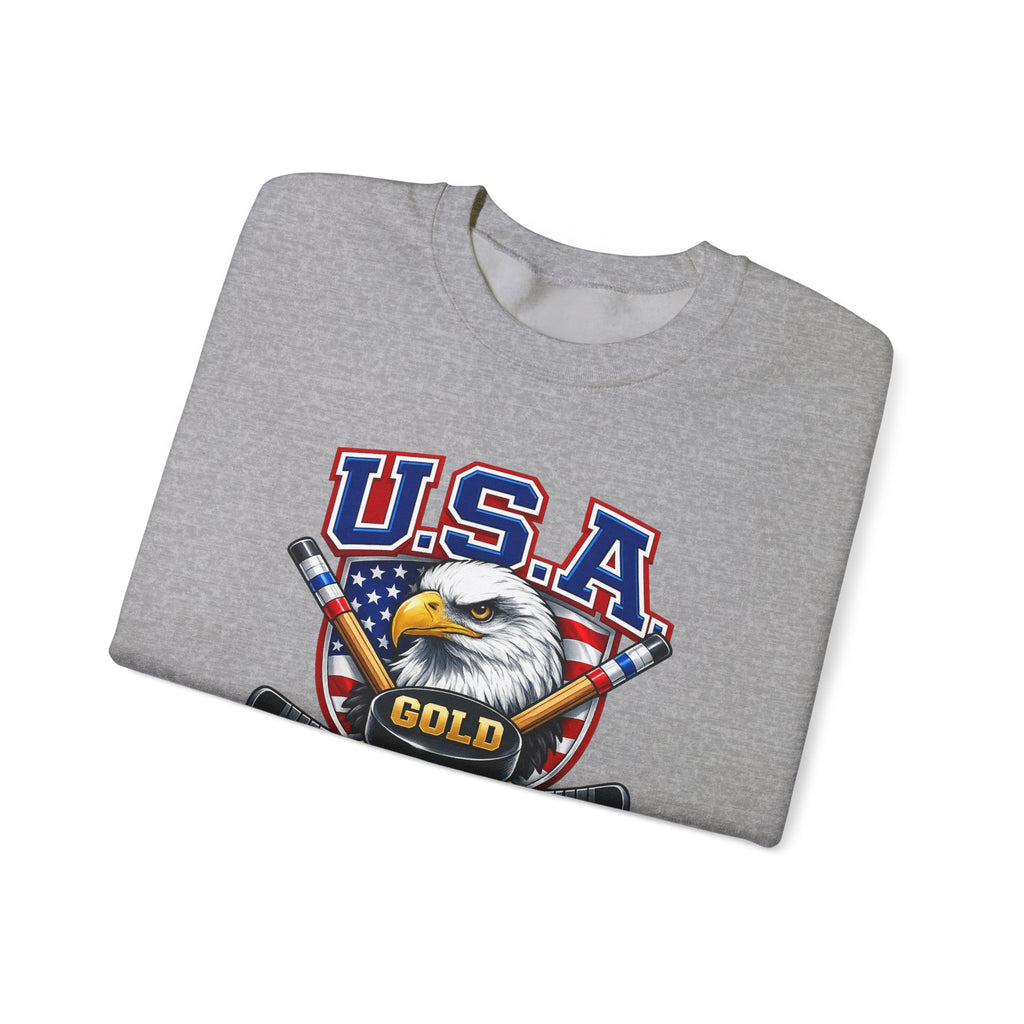 USA Hockey Eagle Crewneck Sweatshirt – 'Gold 2026' Patriotic Hockey Sweatshirt