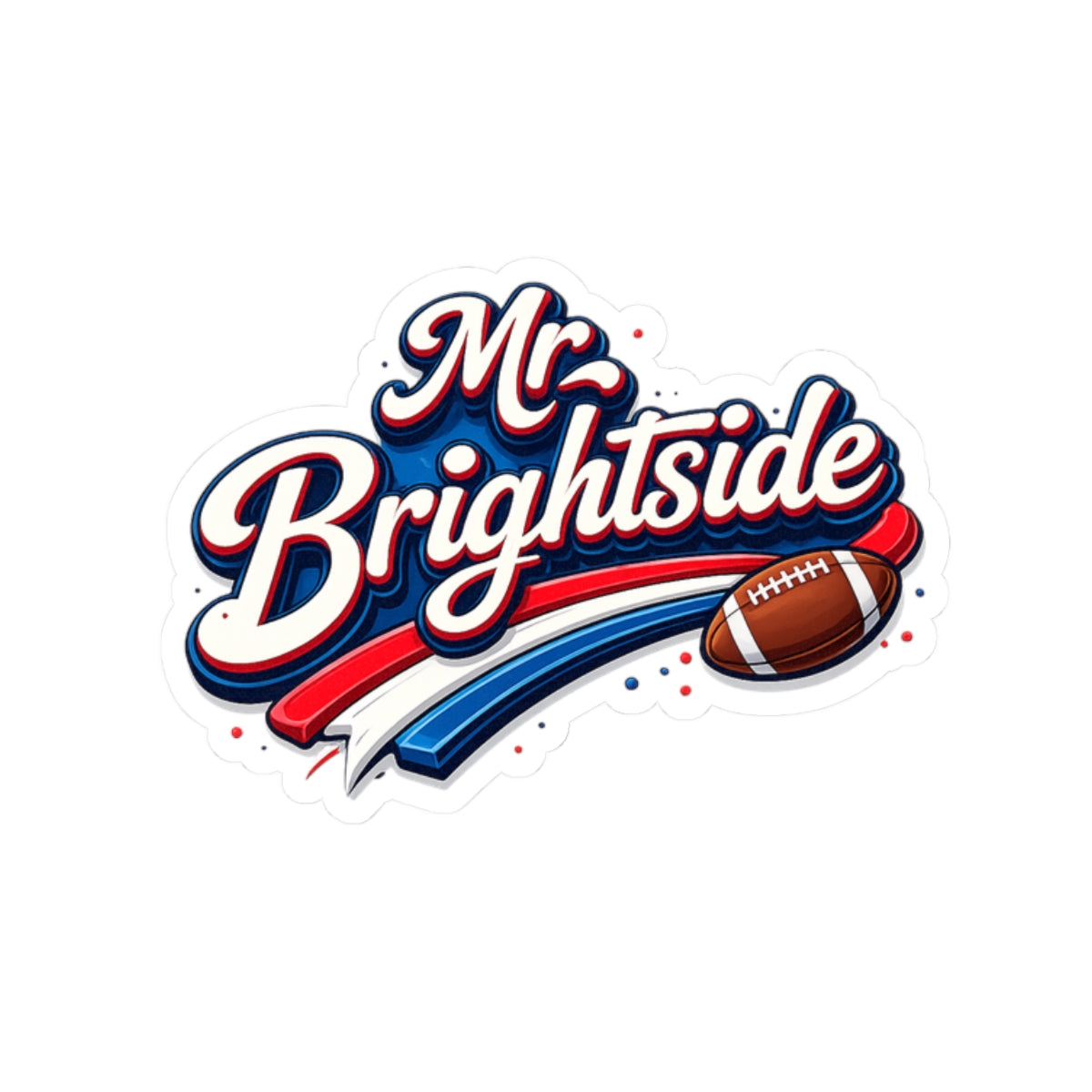 Buffalo Mr. Brightside Football Vinyl Sticker | Retro Script, Red Blue