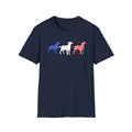 American Flag Labrador Trio T-Shirt | Patriotic Dog Silhouette Tee