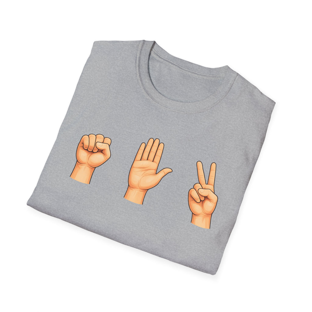 Rock Paper Scissors T-Shirt | Hand Emoji Design, Casual Tee