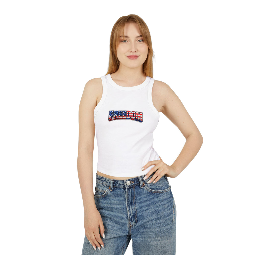 Freedom Graphic Racer Tank — Patriotic USA Flag Design