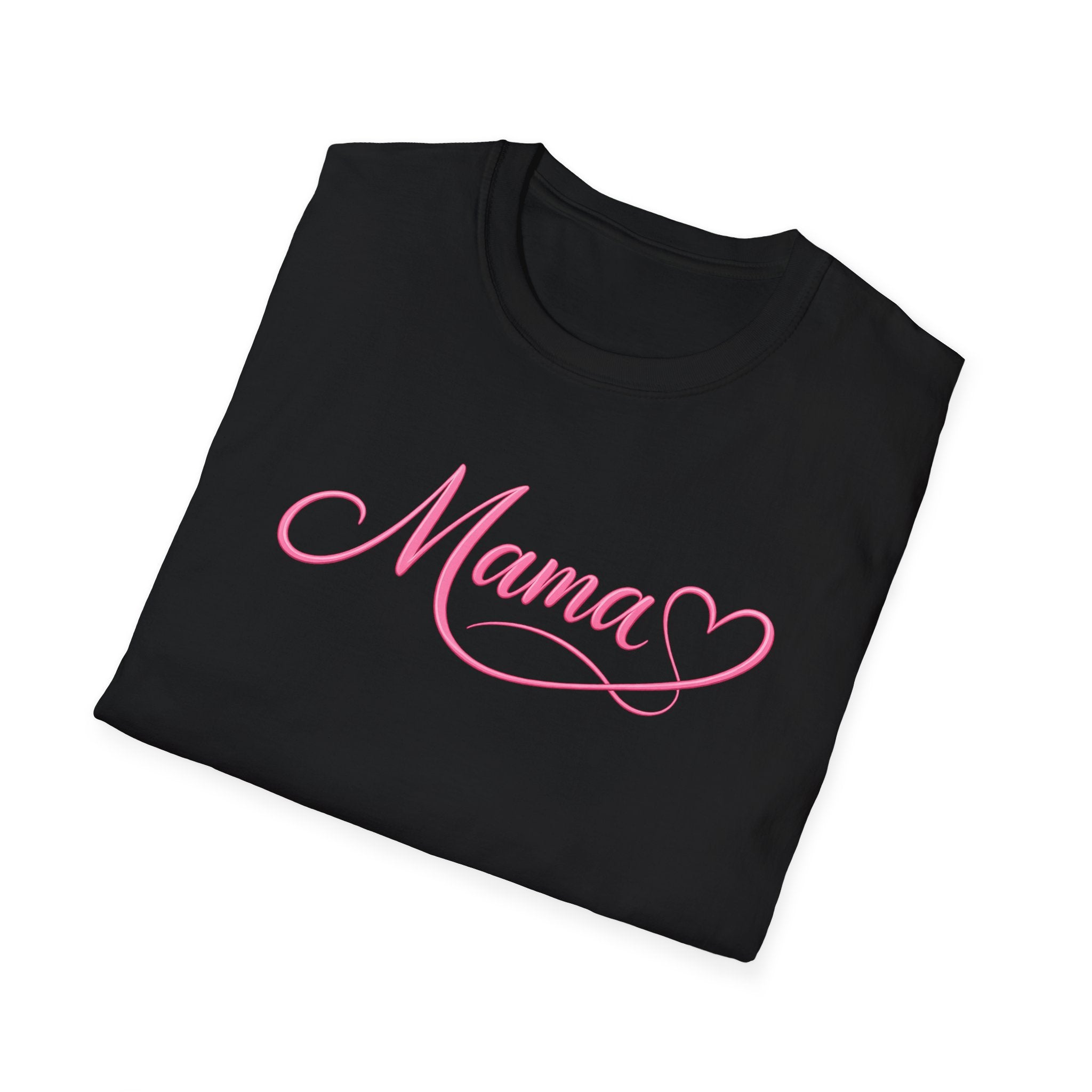 Mama Heart T-Shirt — Pink Script "Mama" Mother's Day Tee