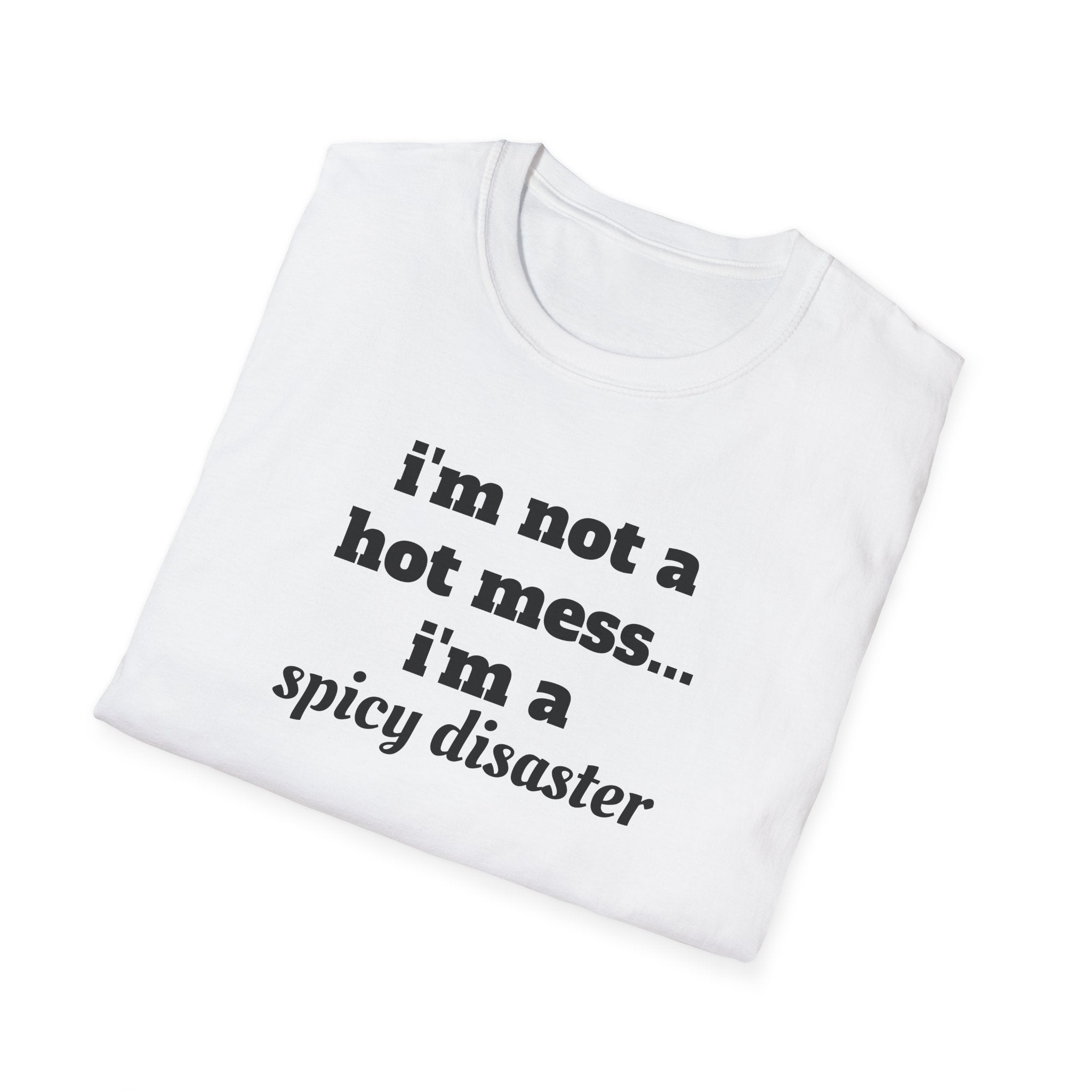 i'm not a hot mess i'm a spicy disaster funny T-Shirt | Funny Text Tee