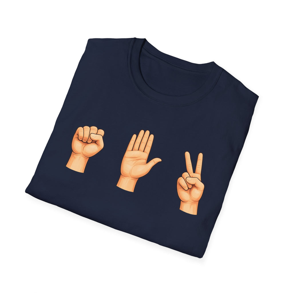 Rock Paper Scissors T-Shirt | Hand Emoji Design, Casual Tee