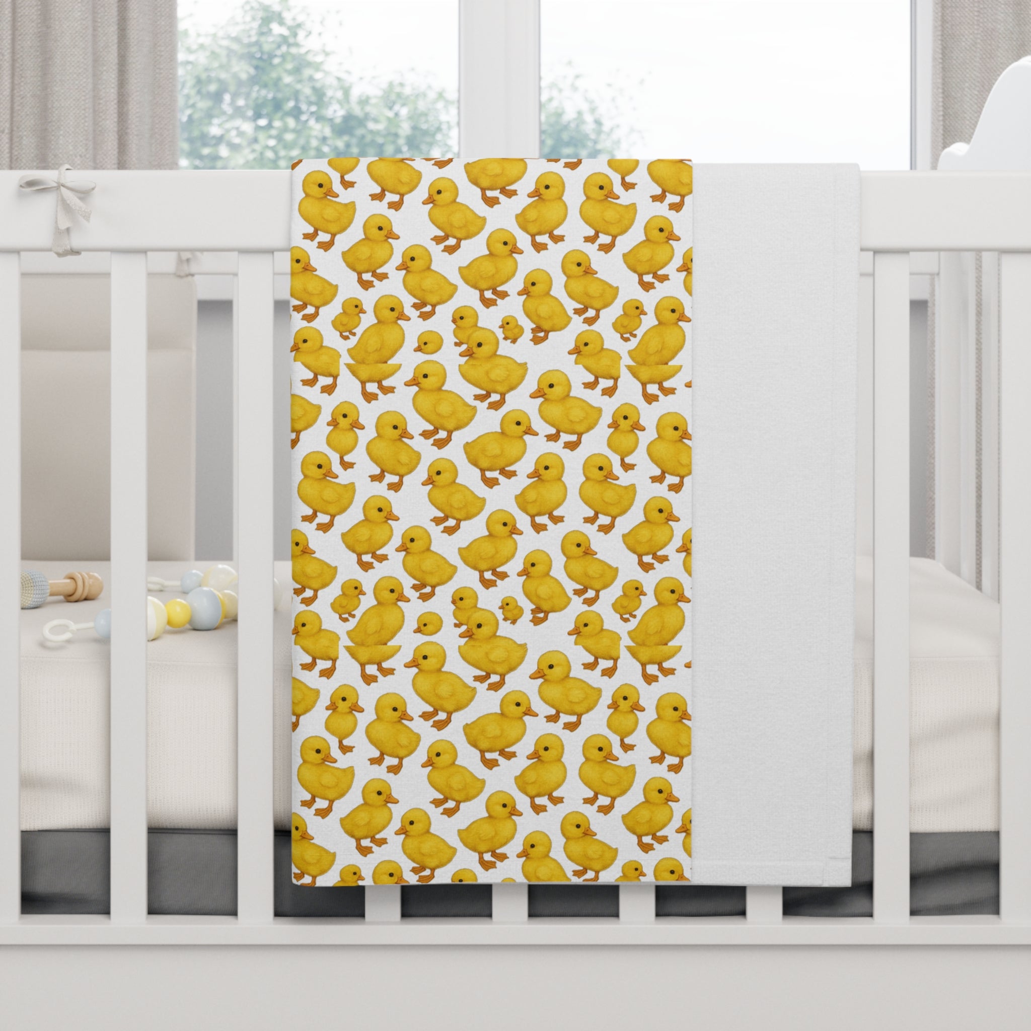 Yellow Duck Pattern Baby Blanket | Cute Chick Fleece Throw