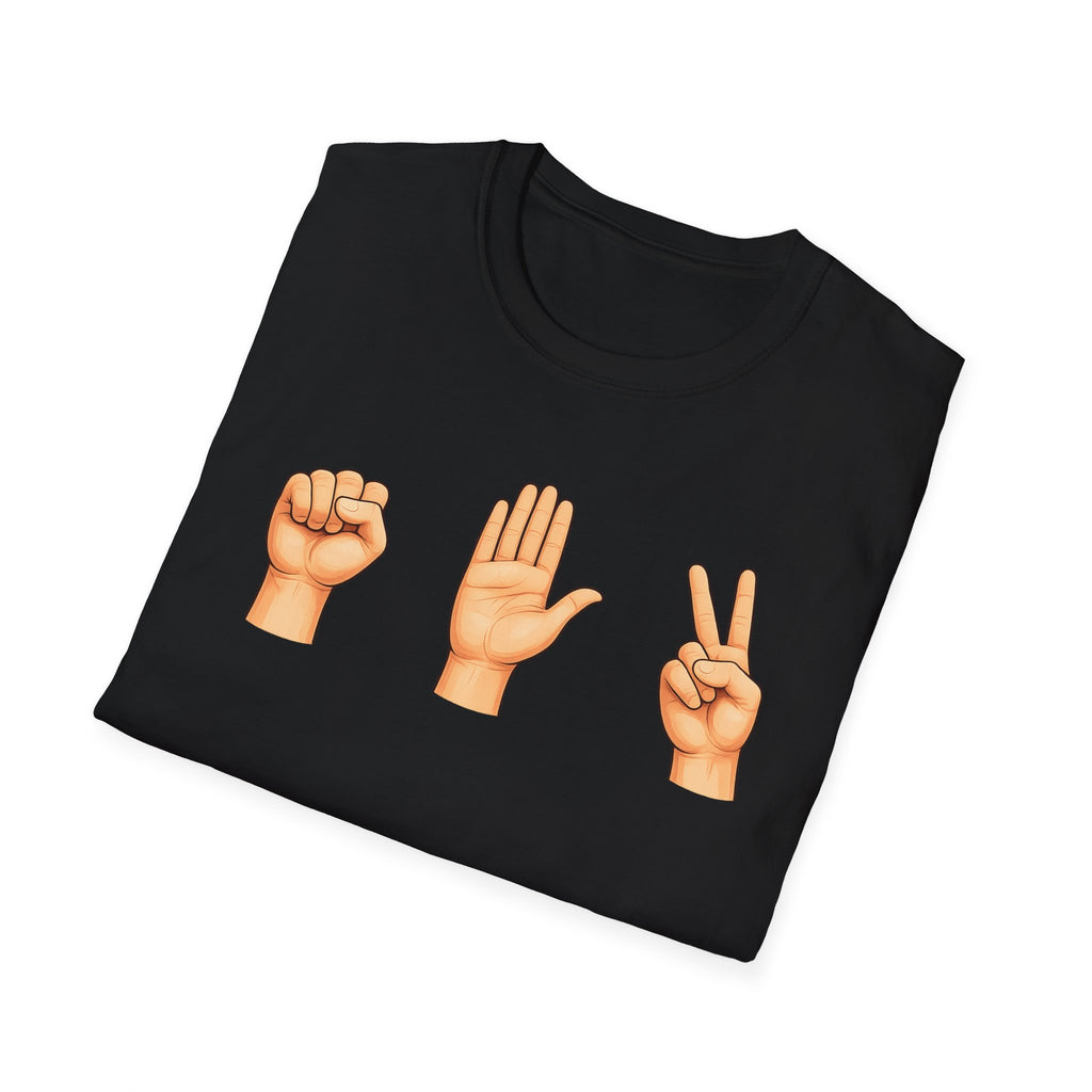Rock Paper Scissors T-Shirt | Hand Emoji Design, Casual Tee