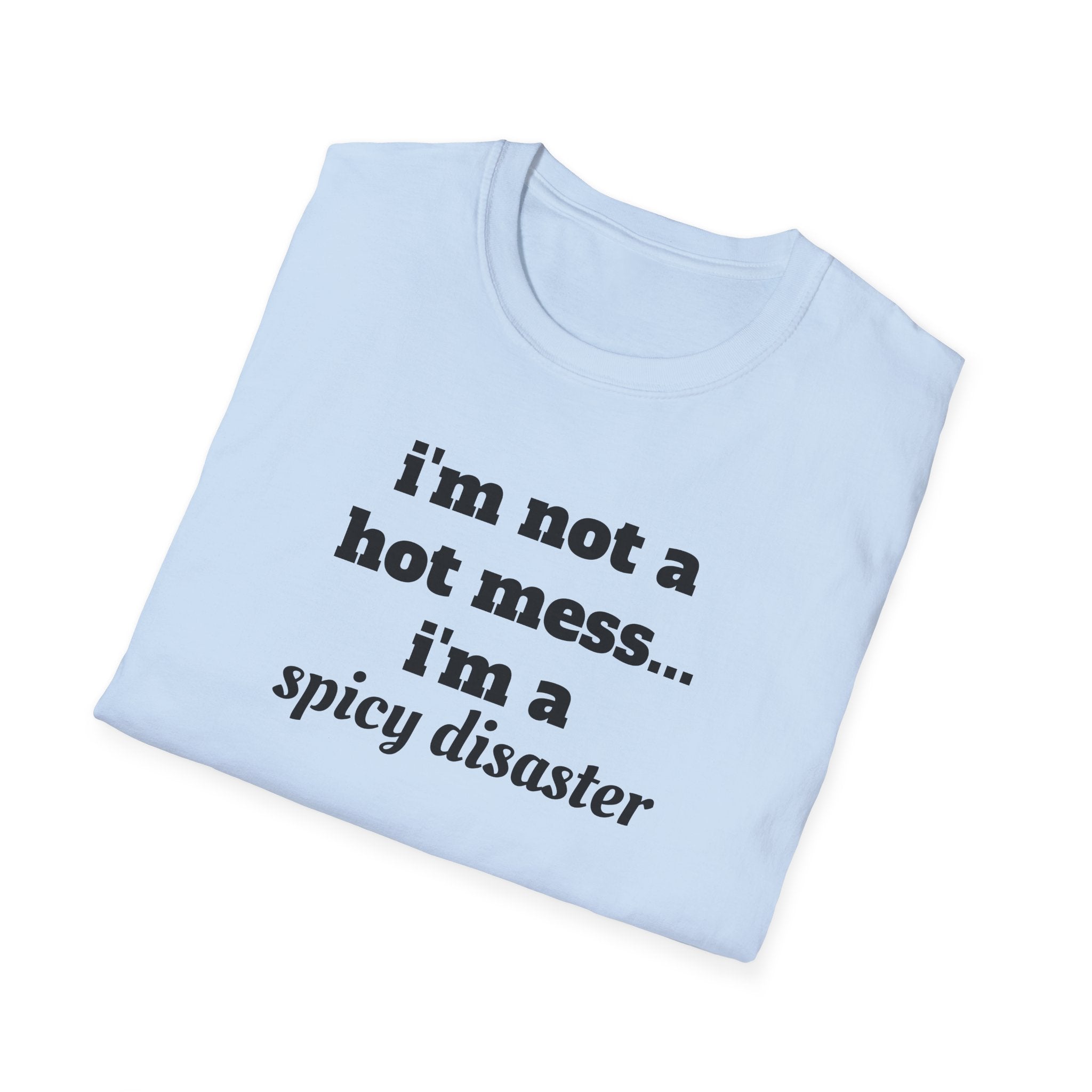 i'm not a hot mess i'm a spicy disaster funny T-Shirt | Funny Text Tee