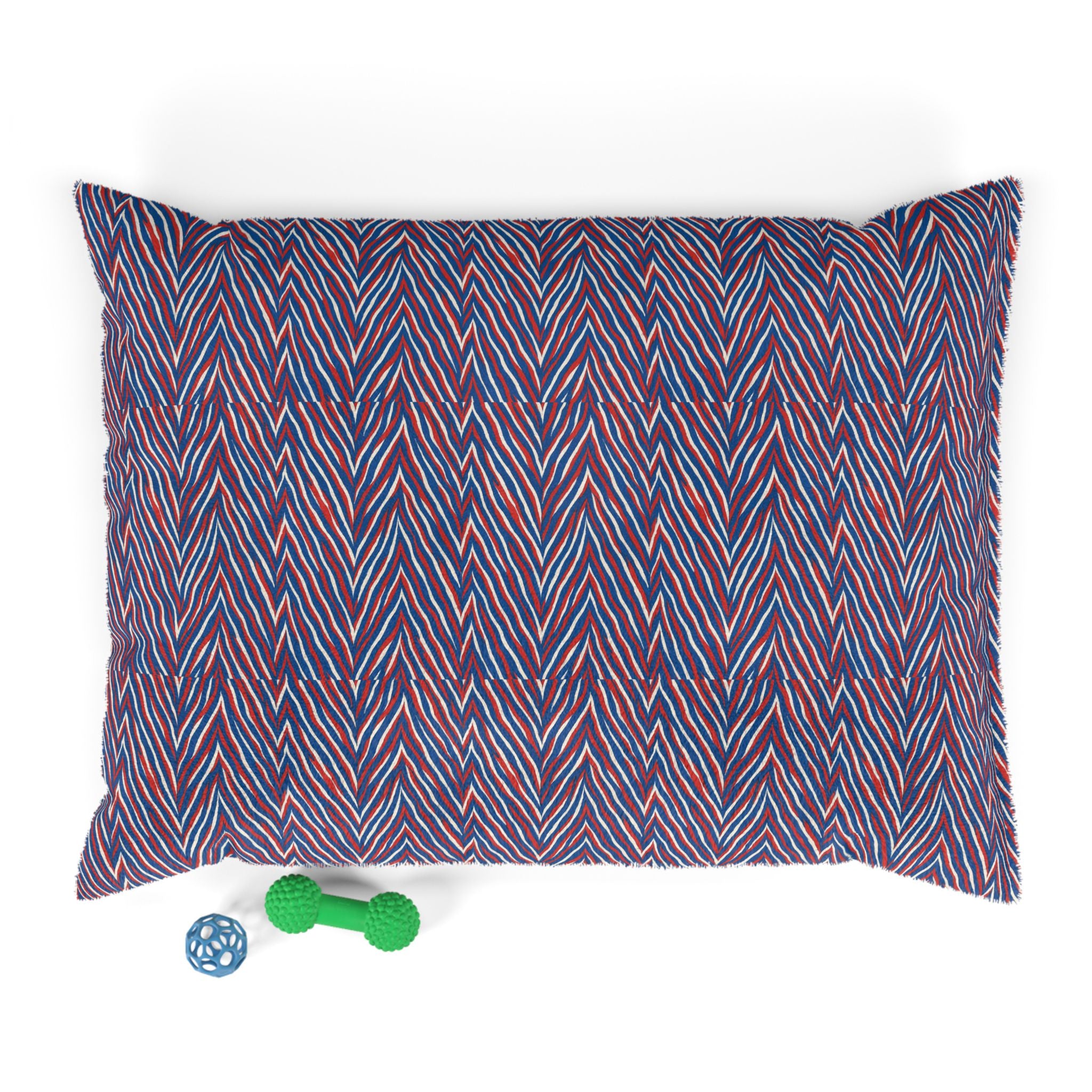 Red Blue Chevron Pattern Pet Bed | Striped Zigzag Dog Cushion