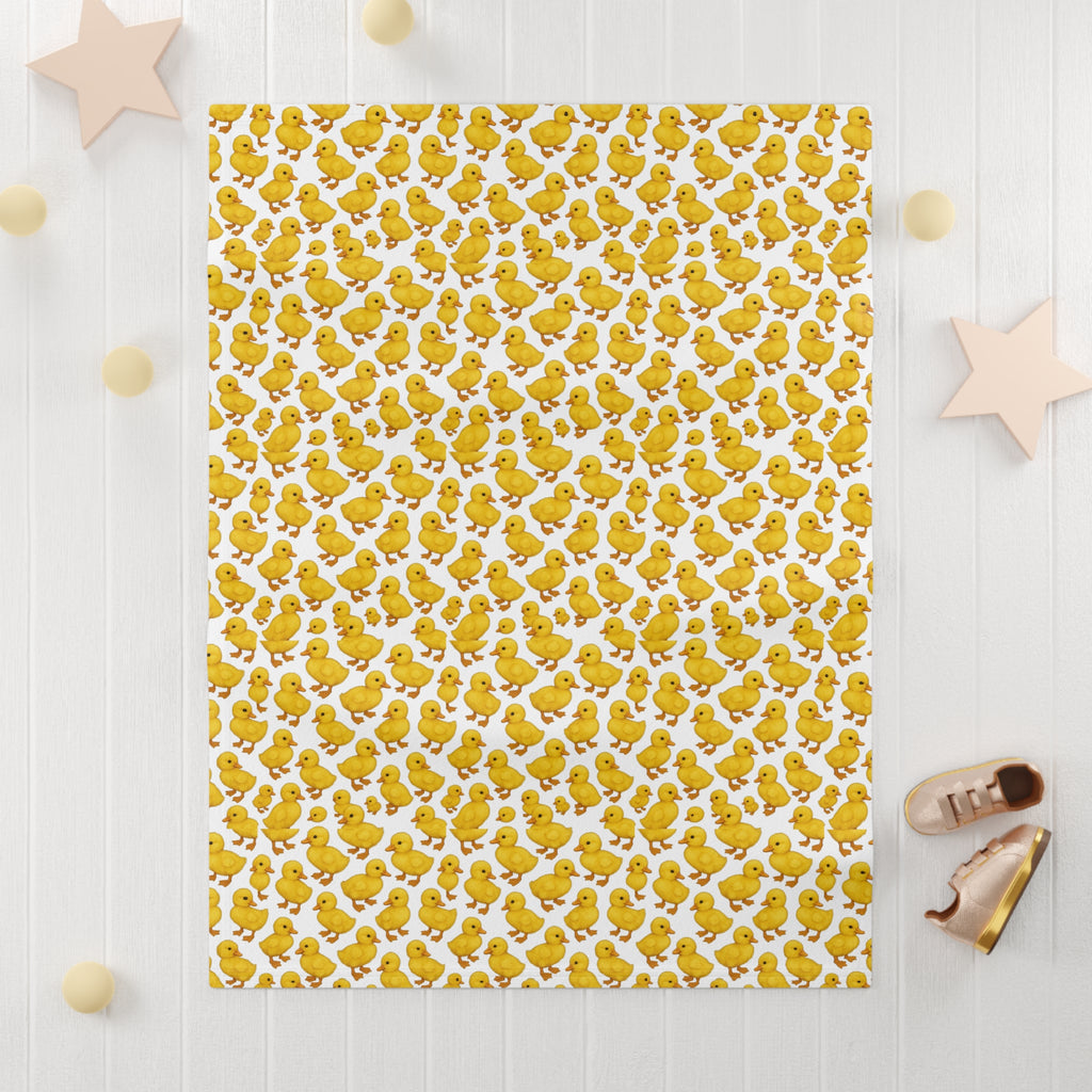 Yellow Duck Pattern Baby Blanket | Cute Chick Fleece Throw