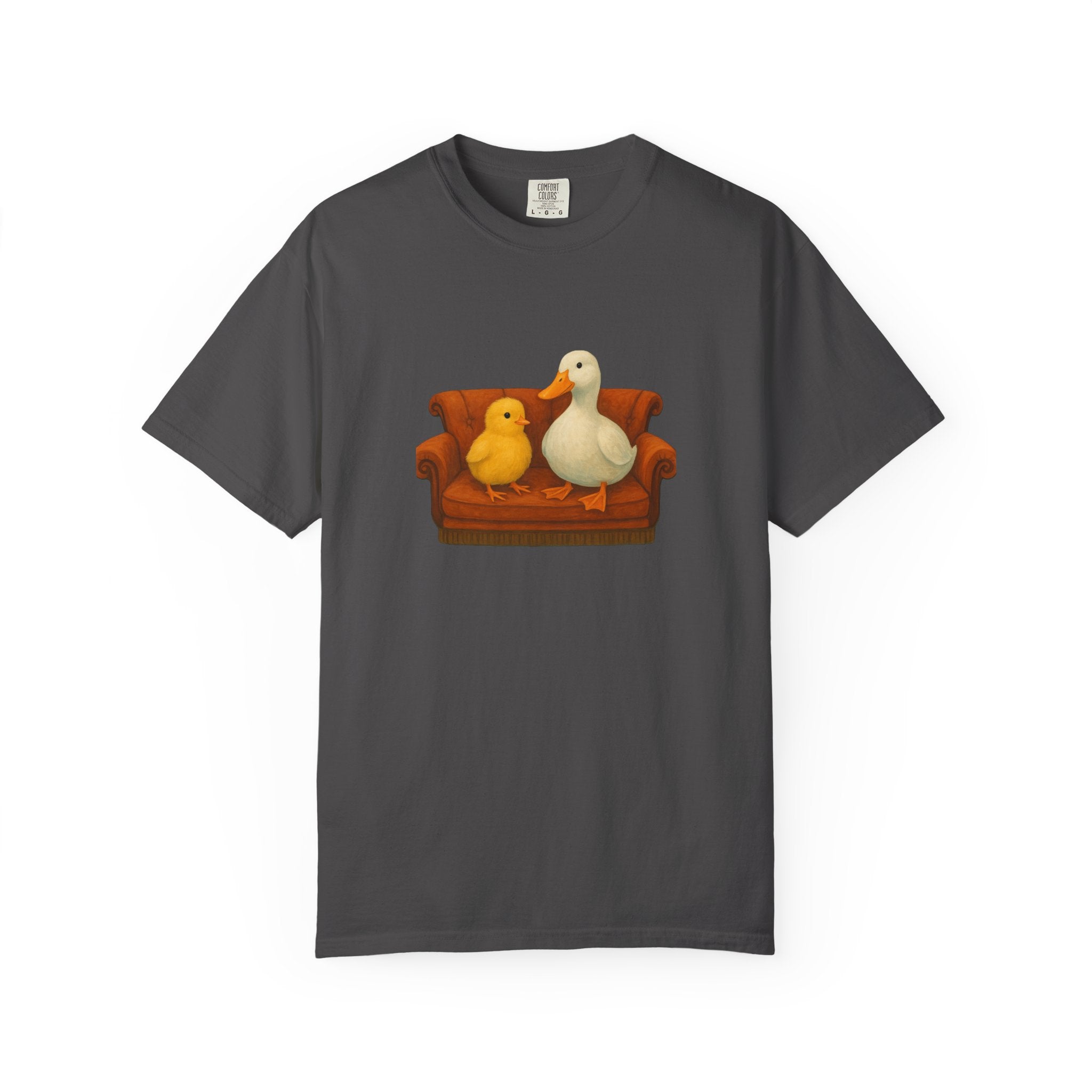 Duck and Chick on Couch T-Shirt | Cute Animal Illustration