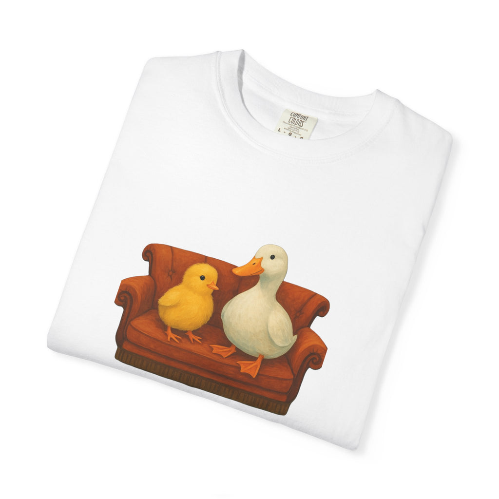 Duck and Chick on Couch T-Shirt | Cute Animal Illustration