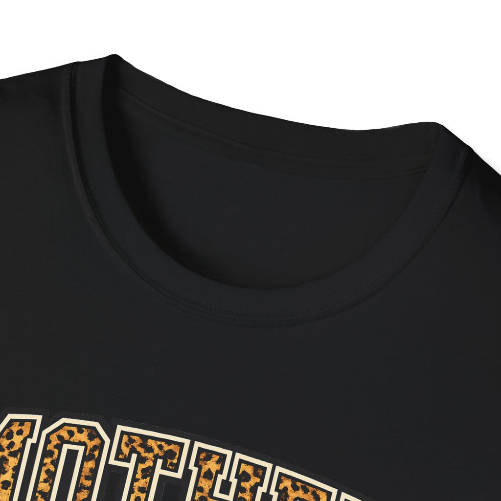 Motherhood T-Shirt — Leopard Print Varsity Style Mom Tee
