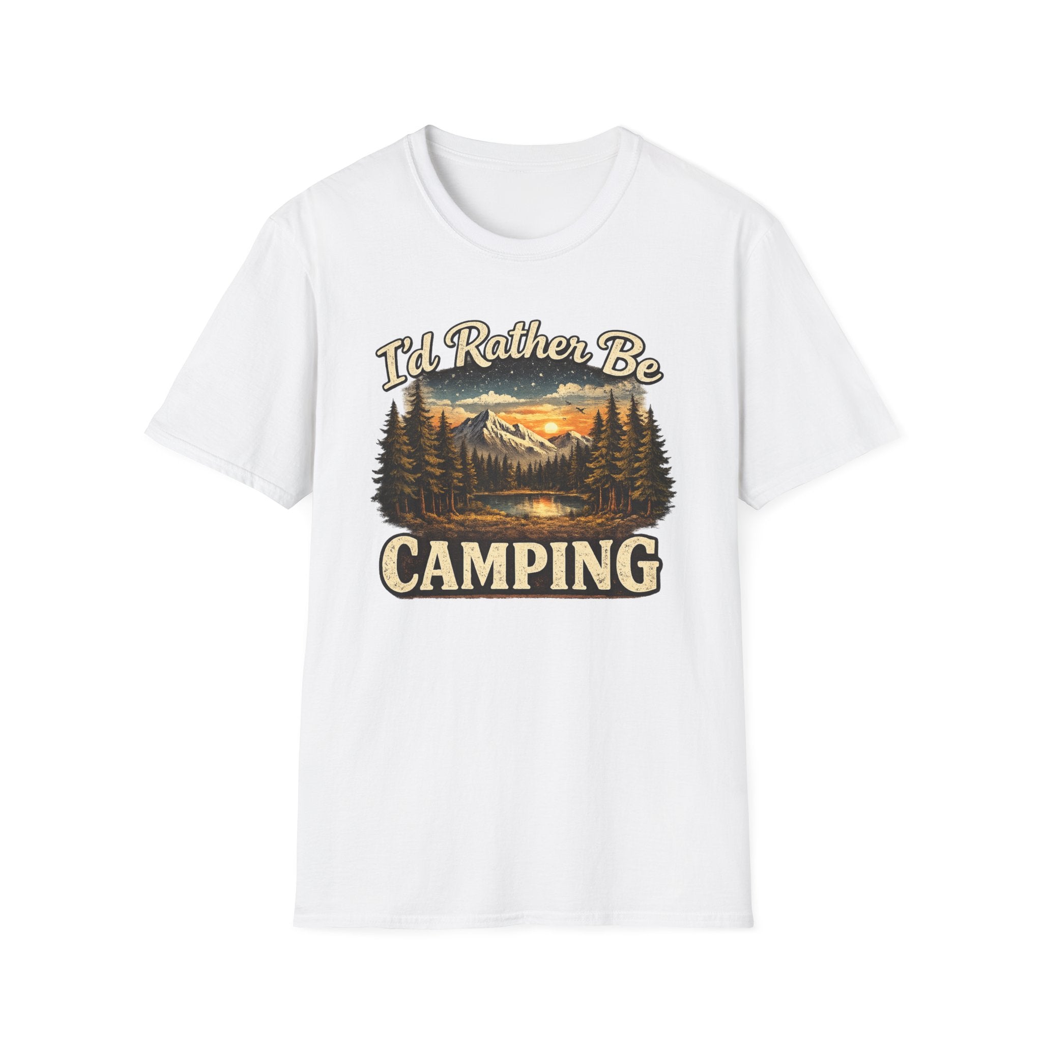 I'd Rather Be Camping T-Shirt | Mountain Forest Sunset Camping Shirt